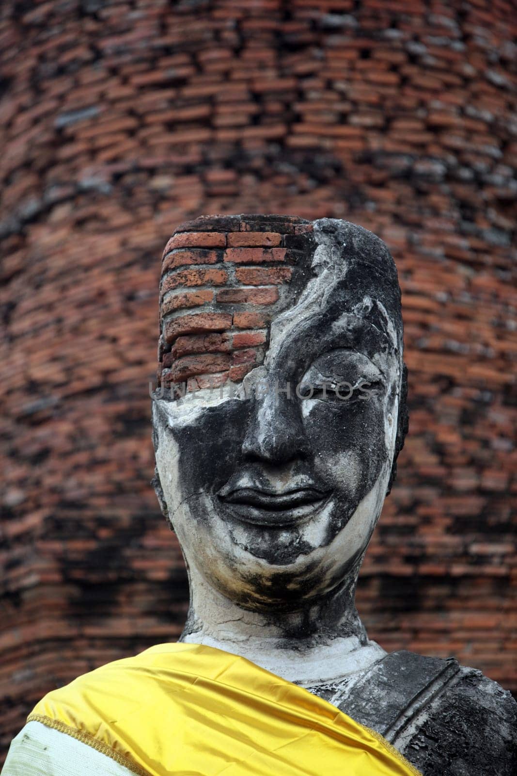 A Buddha figure in a temple in the temple city of Ayutthaya,Nov.