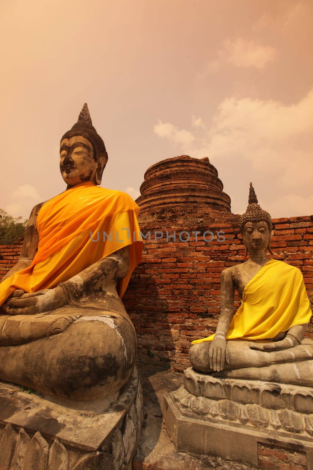 Wat Yai Chai Temple in the temple city of Ayutthaya in Thailand