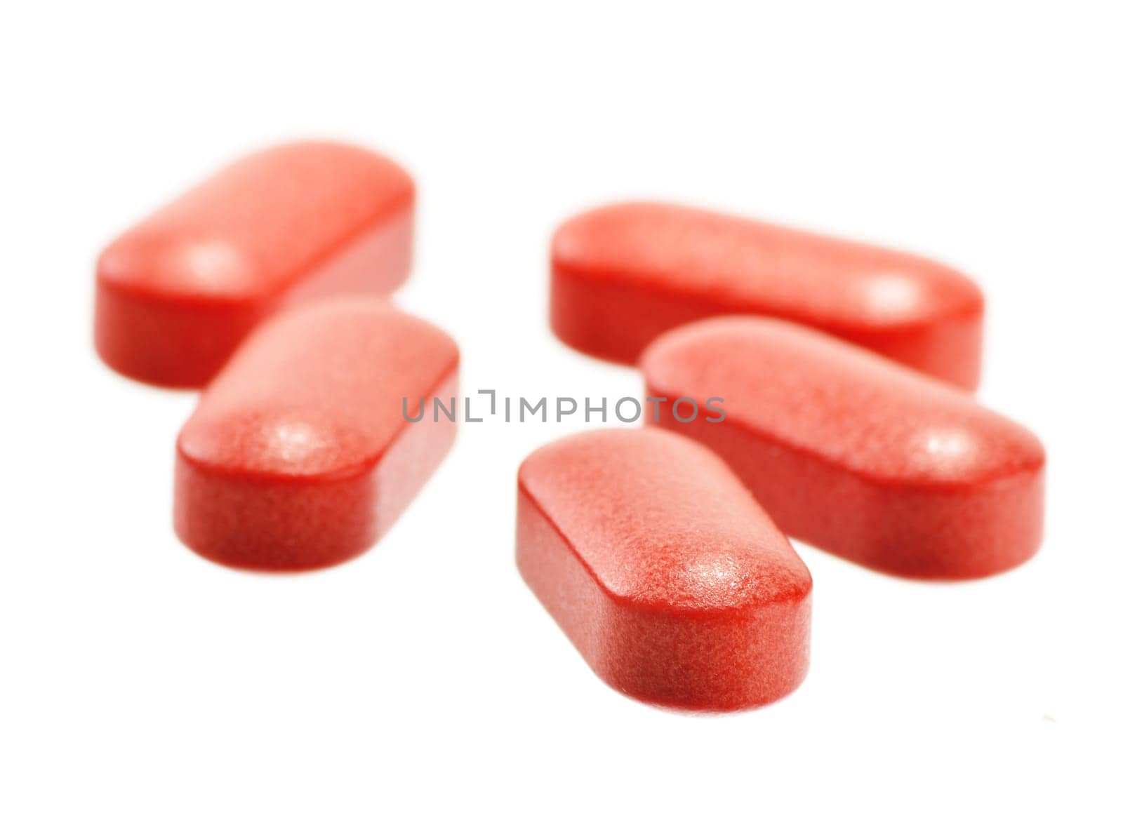 Composition with drug pills isolated on white background