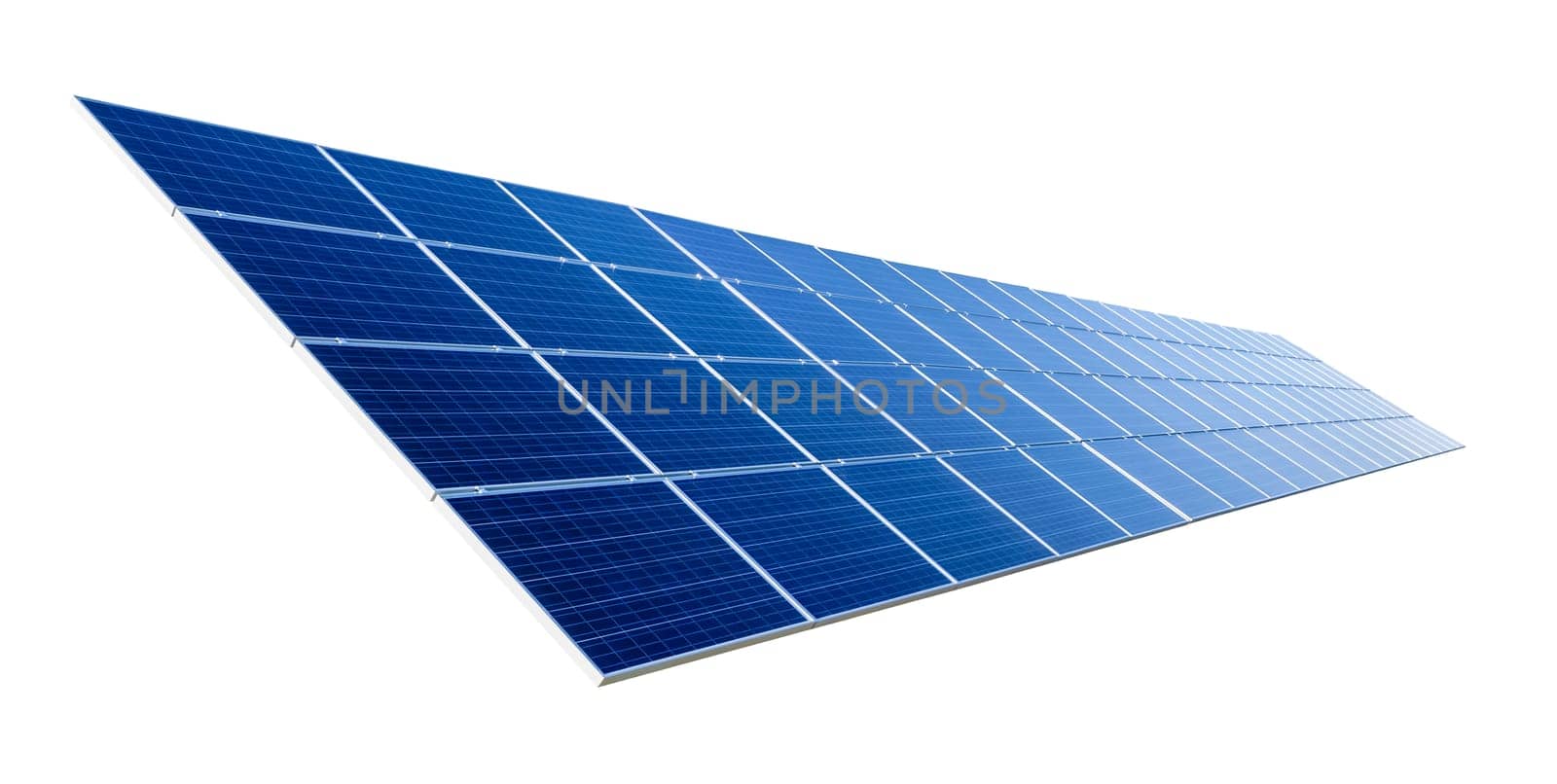 Large solar collector with running blue on white background