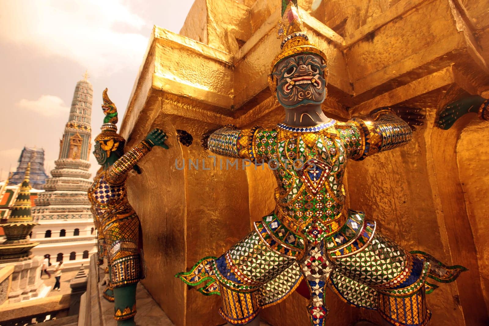 The temple complex of Wat Phra Kaew in Banglamphu in Bangkok,capital of Thailand in South East Asia.
