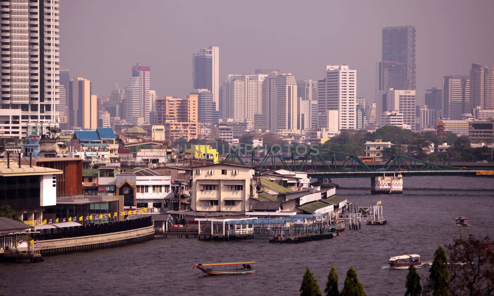 Everyday life on the Mae Nam Chao Phraya River in Bangkok's capital of Thailand in South East Asia.