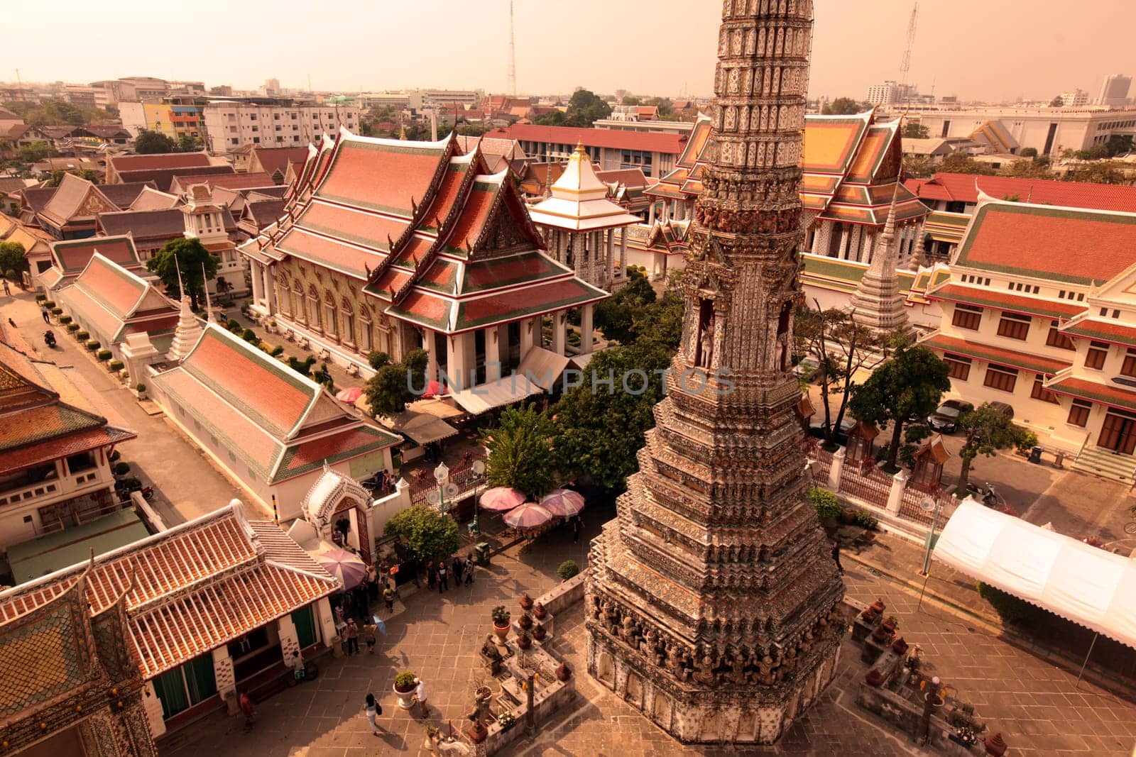 The temple complex of Wat Arun in Banglamphu in Bangkok,capital of Thailand in South East Asia.
