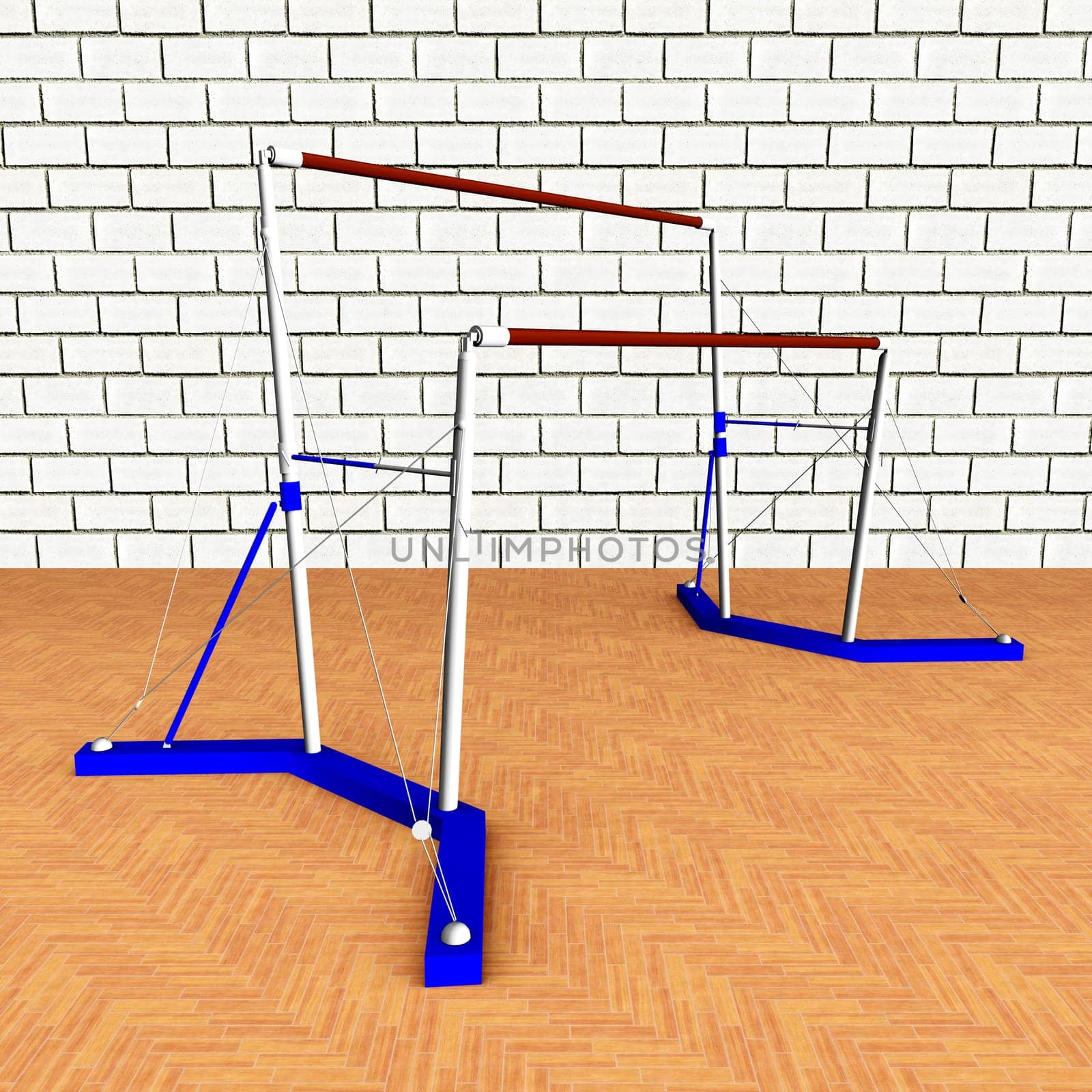 Computer-generated 3D illustration with a step bar