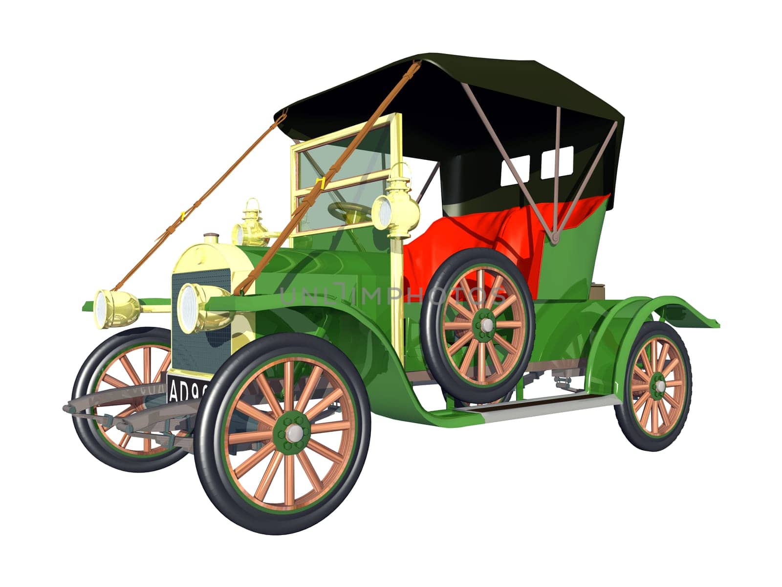 Computer-generated 3D illustration with a German automobile from the 1900s