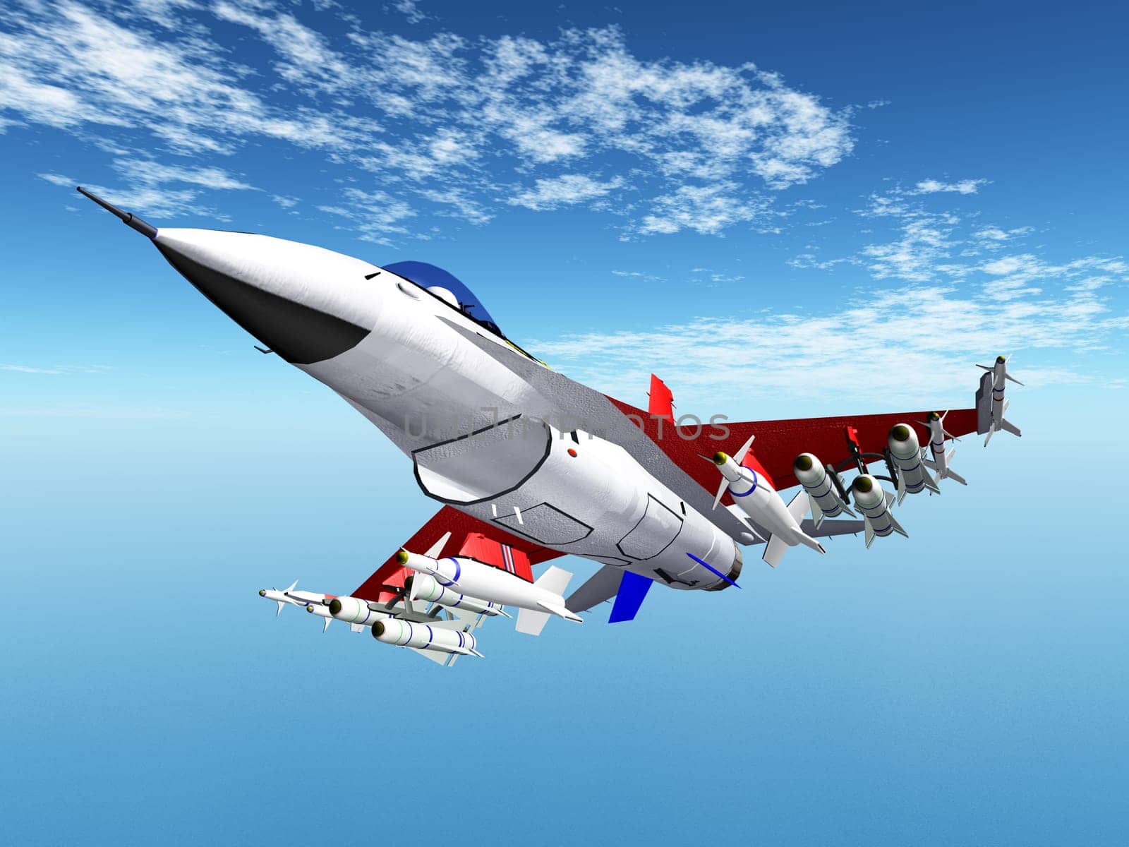 Computer-generated 3D illustration with a modern fighter aircraft