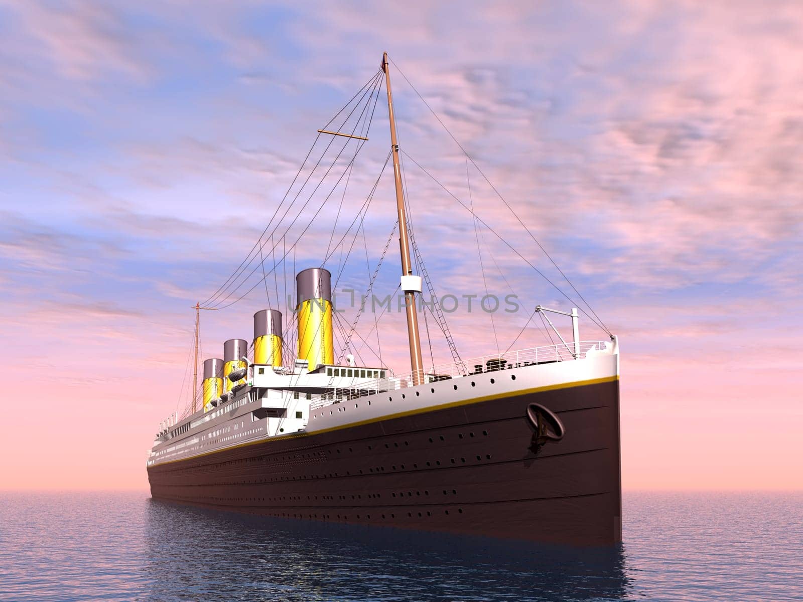 Computer-generated 3D illustration with a passenger ship