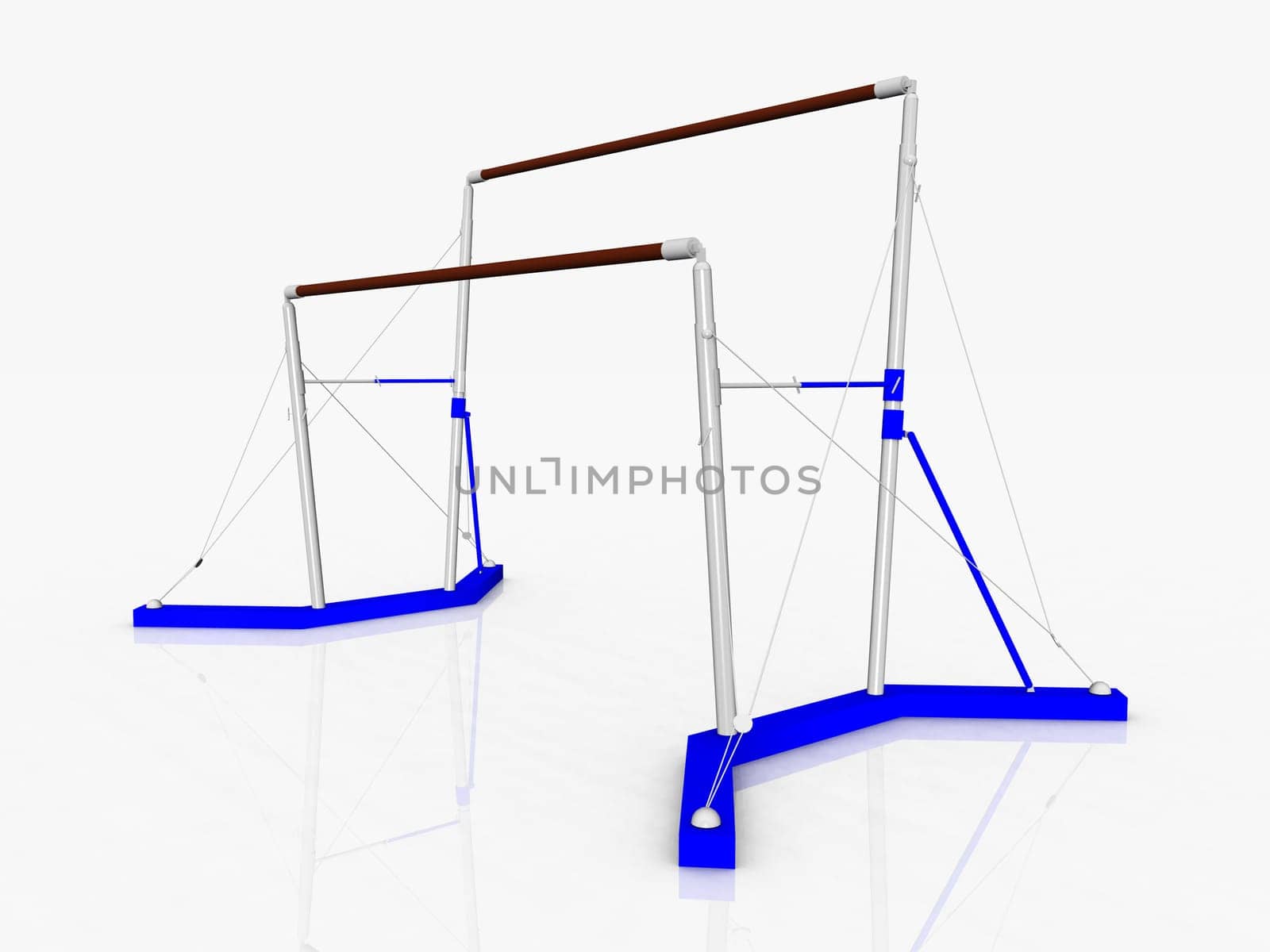 Computer-generated 3D illustration with a step bar