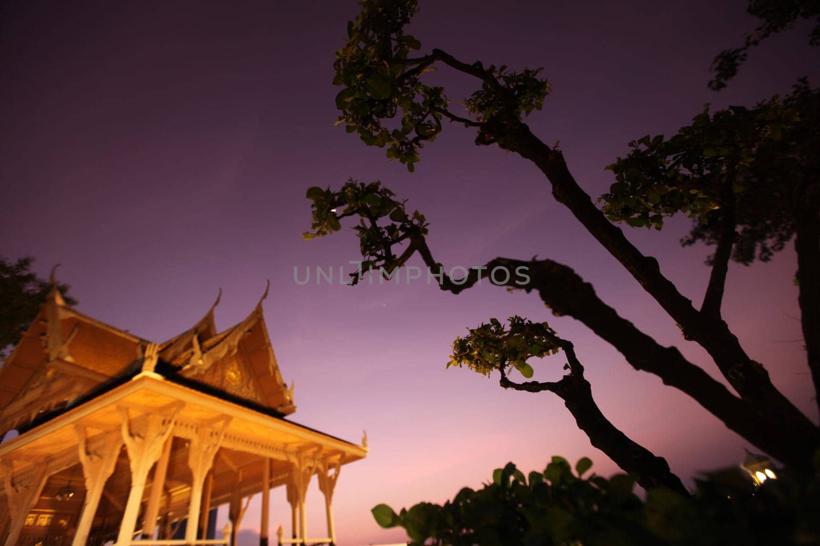 A traditional pavion at Fort Phra Sumen on the Menam Chao Phraya River in the historic center of the capital Bangkok in Thailand.
