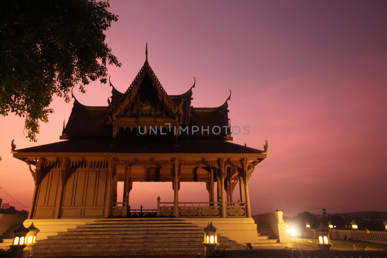 A traditional pavion at Fort Phra Sumen on the Menam Chao Phraya River in the historic center of the capital Bangkok in Thailand.