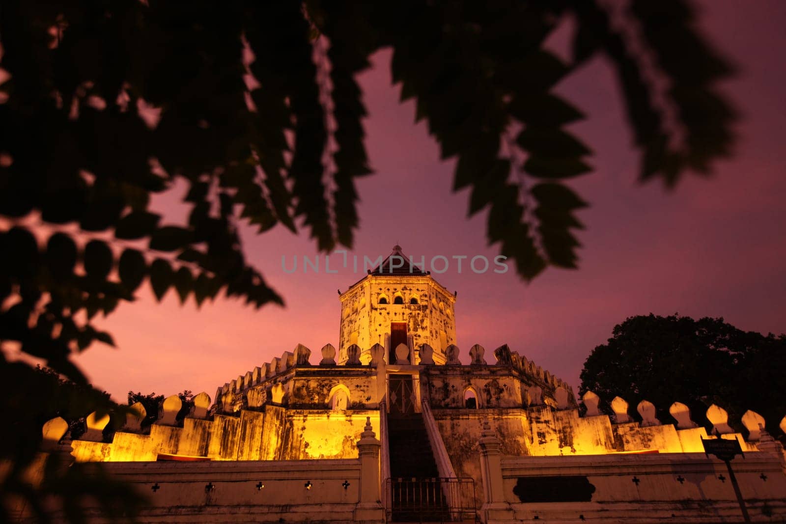 Fort Phra Sumen on the Menam Chao Phraya River in the historic center of the capital Bangkok in Thailand.