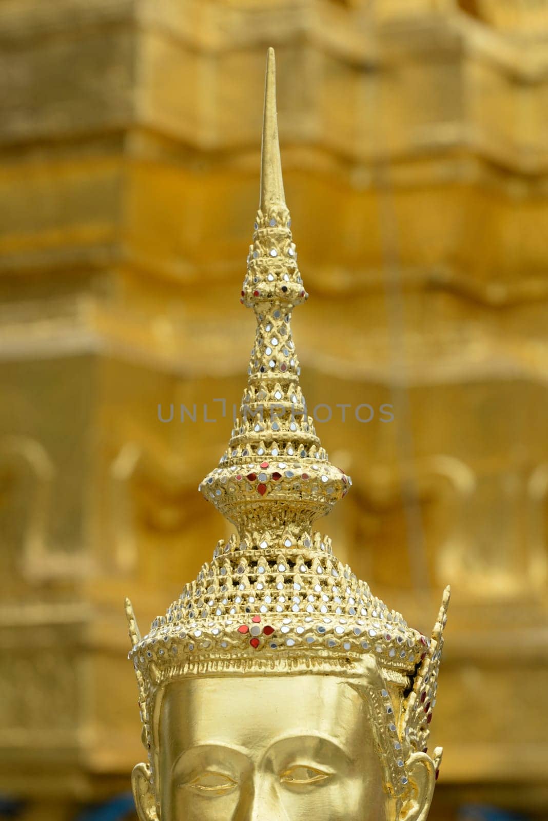 The temple complex of Wat Phra Kaew in the capital Bangkok of Thailand in South East Asia.