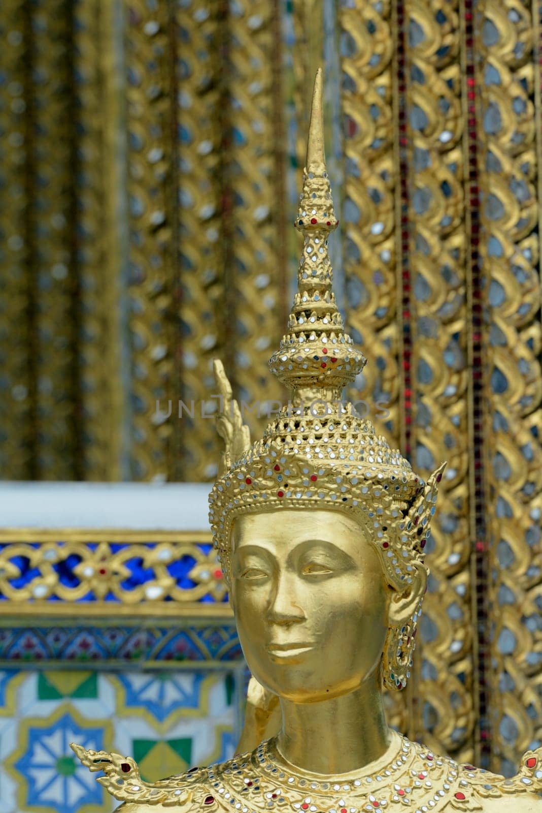 The temple complex of Wat Phra Kaew in the capital Bangkok of Thailand in South East Asia.