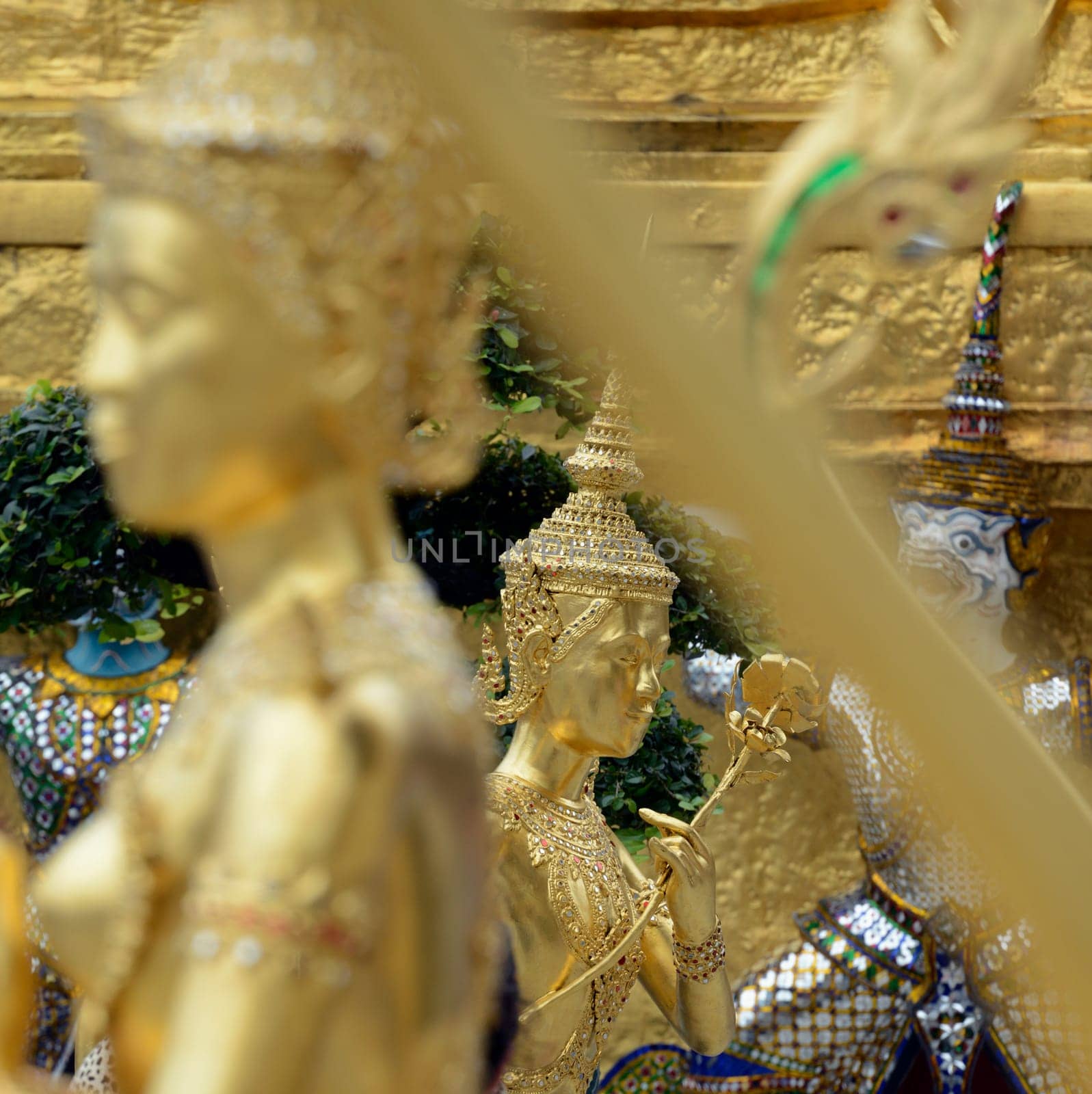 The temple complex of Wat Phra Kaew in the capital Bangkok of Thailand in South East Asia.