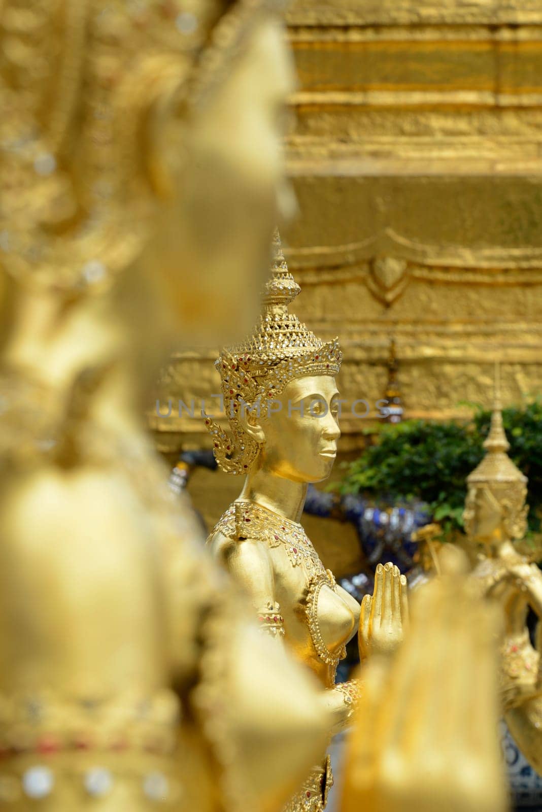 The temple complex of Wat Phra Kaew in the capital Bangkok of Thailand in South East Asia.