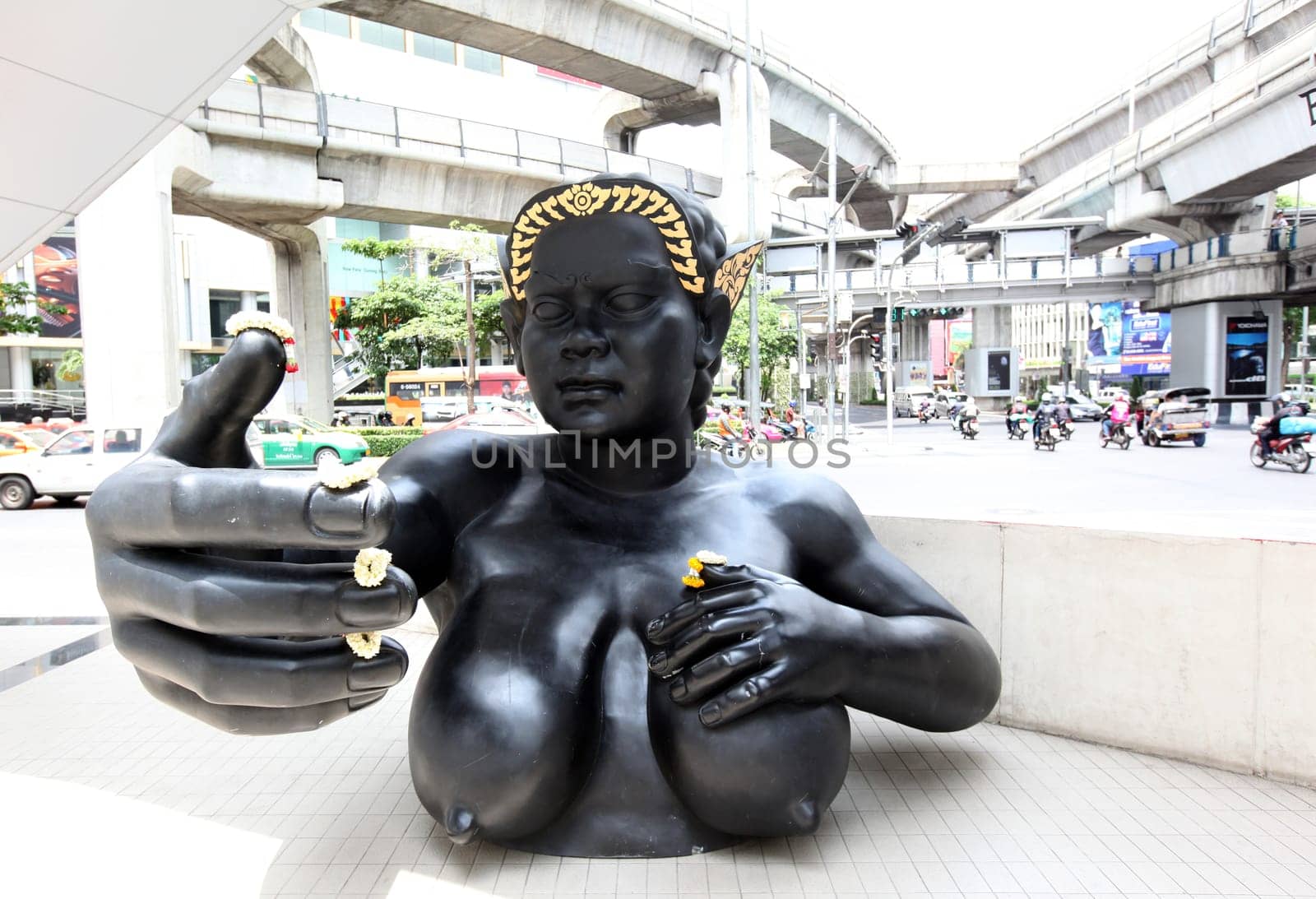 A figure in downtown around the Siam Square district in the center of the capital Bangkok in Thailand.