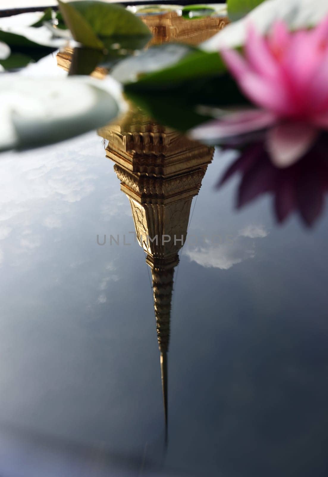 A lotus flower in Wat Phra Keo in the Temple Gelaende near the Royal Palace in the historic center of the capital Bangkok in Thailand.