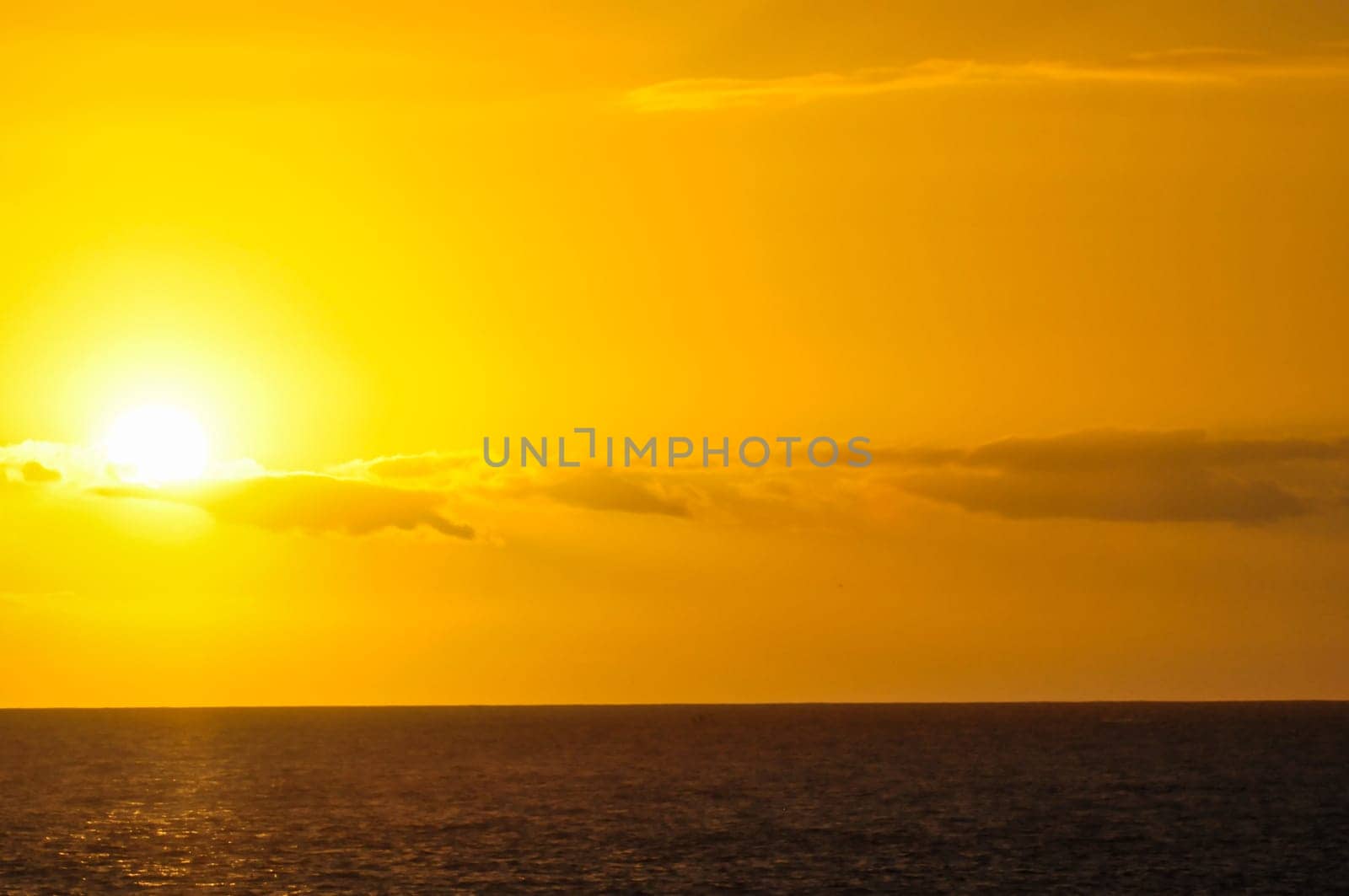 Sun Setting on the Atlantic Ocean in Tenerife Canary Island Spain
