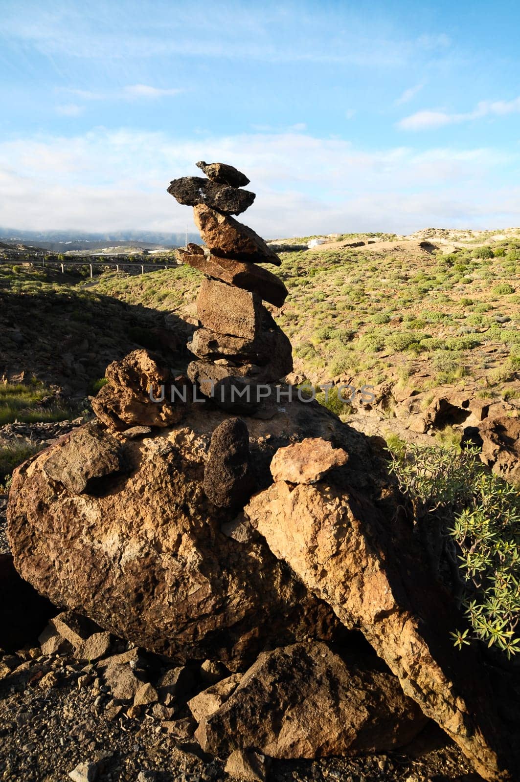 Buddist Volcanic Rocks Column in Tenerife Canary Islands Spain