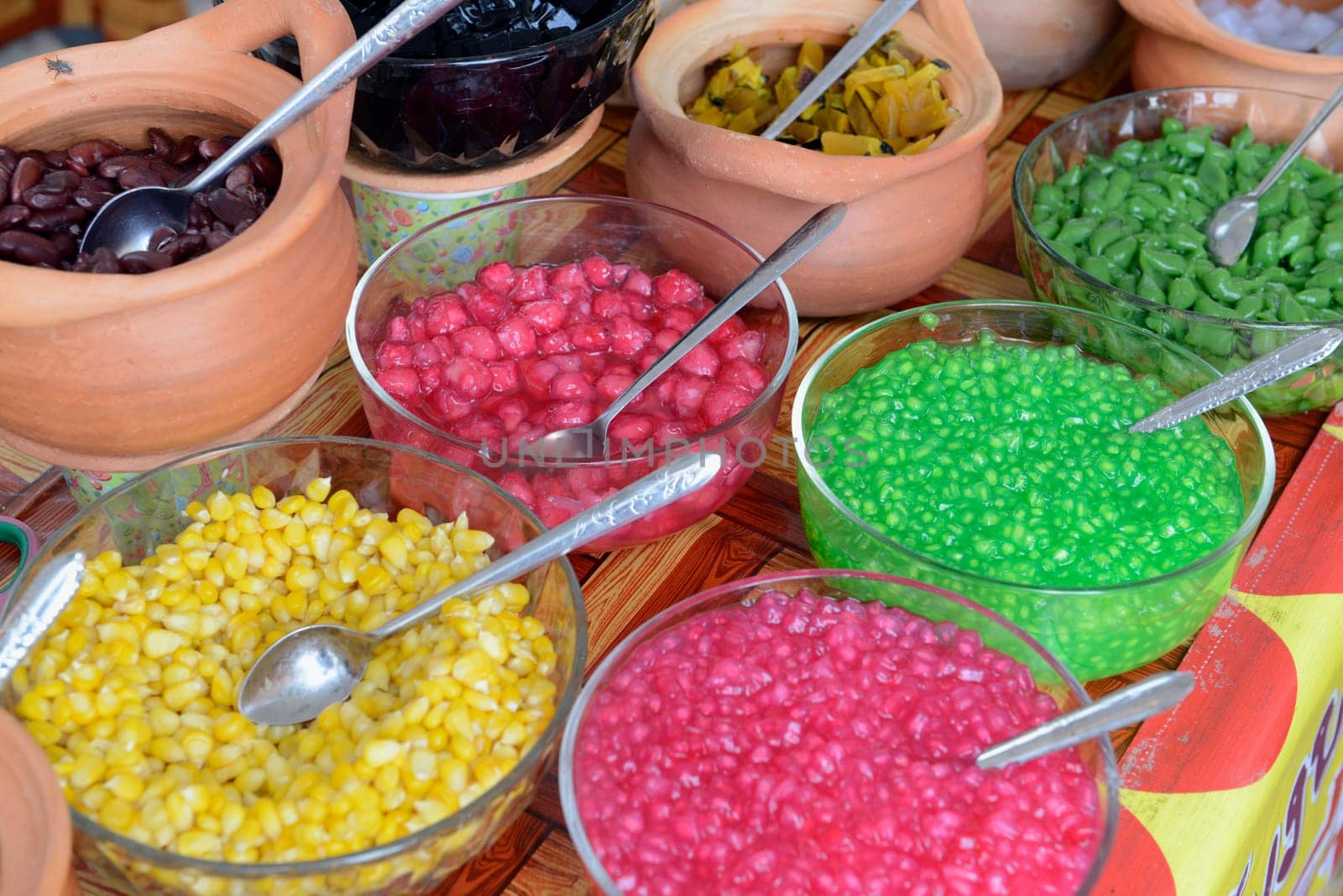 A Thai street kitchen in the capital Bangkok of Thailand in South East Asia.