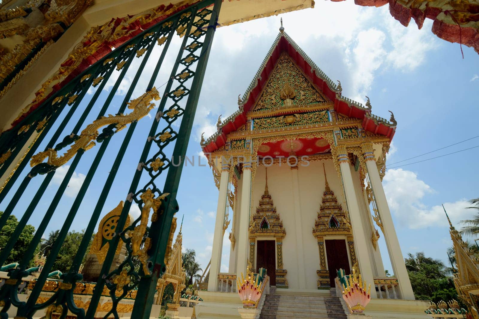 The temple Wat Pak Saeng near Lakhon Pheng on the Mekong River in Amnat Charoen province northwest of Ubon Ratchathani in northeastern Thailand in South East Asia.