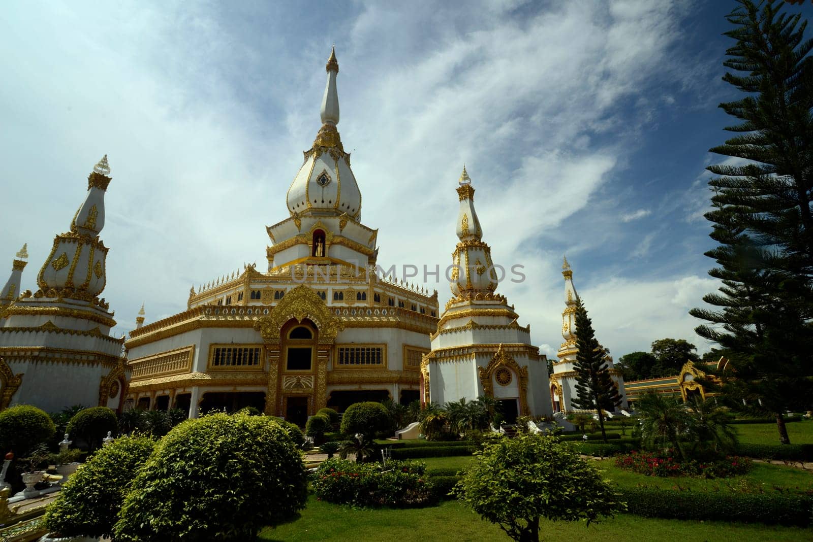 The Great Temple or Chedi Phra Maha Chedi Chai Mongkhon on a hill near Roi Et in Roi Et province northwest of Ubon Ratchathani in northeastern Thailand in South East Asia.