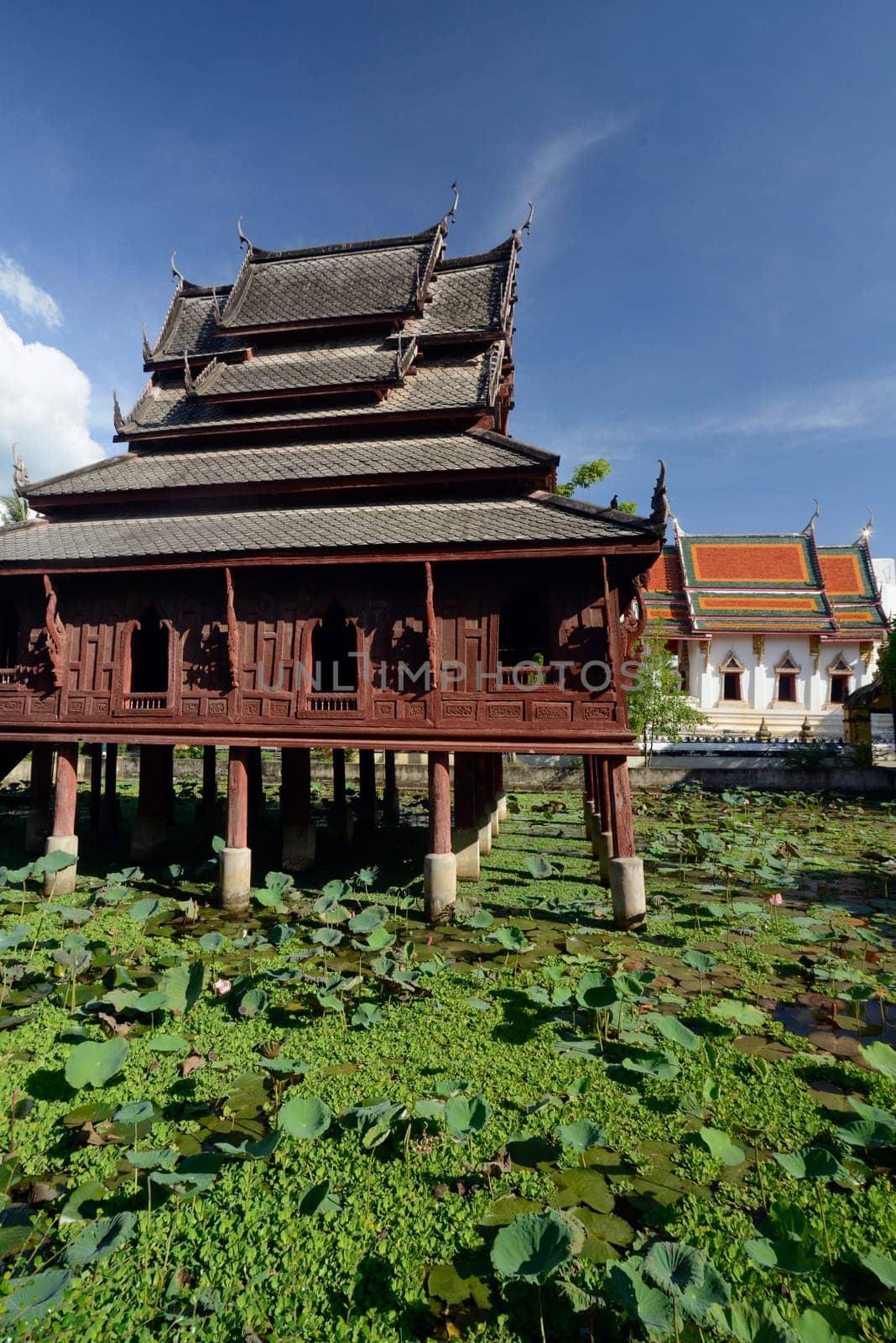 The temple Wat Thung Si Meuang in the city of Ubon Ratchathani in northeastern Thailand in South East Asia.