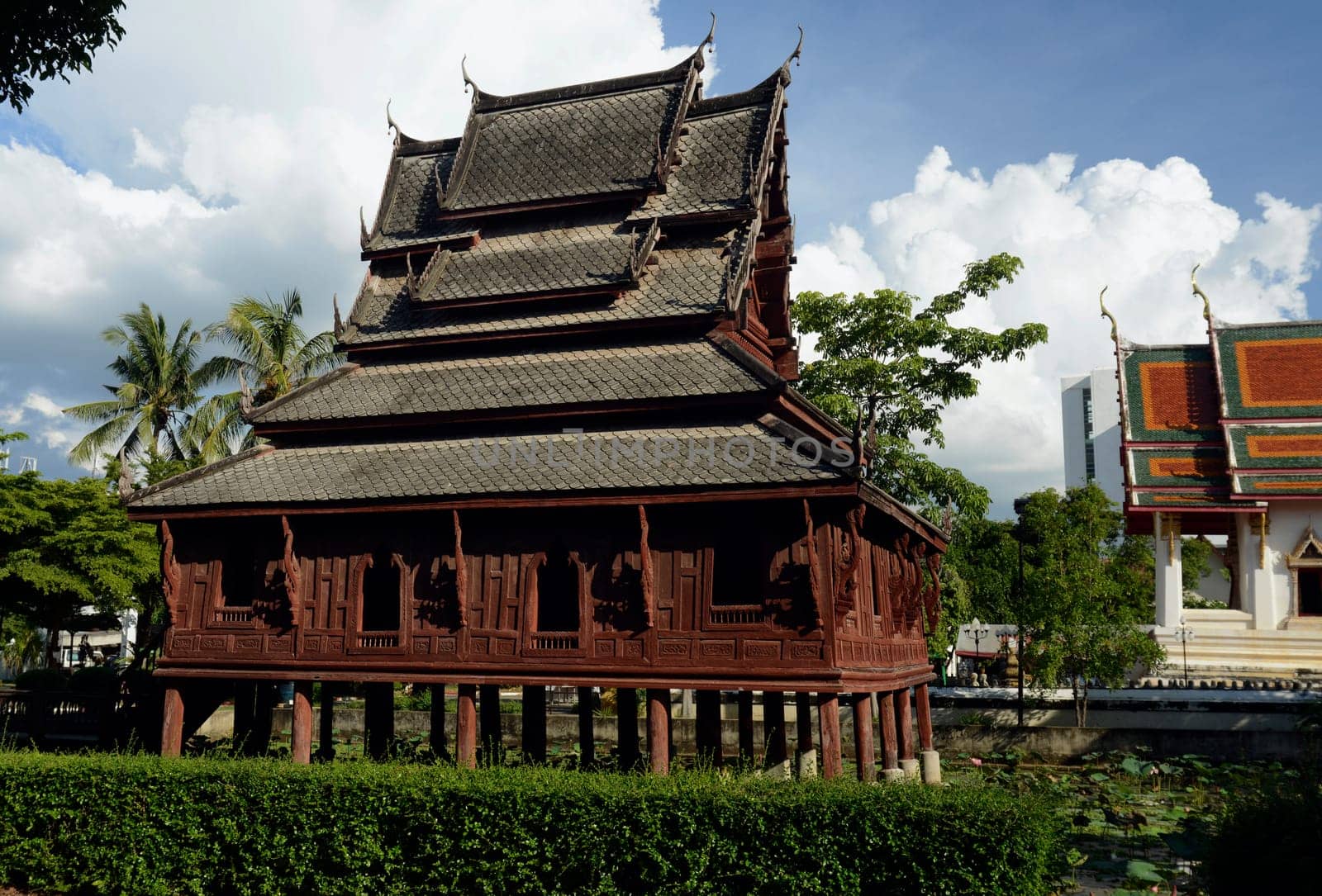 The temple Wat Thung Si Meuang in the city of Ubon Ratchathani in northeastern Thailand in South East Asia.