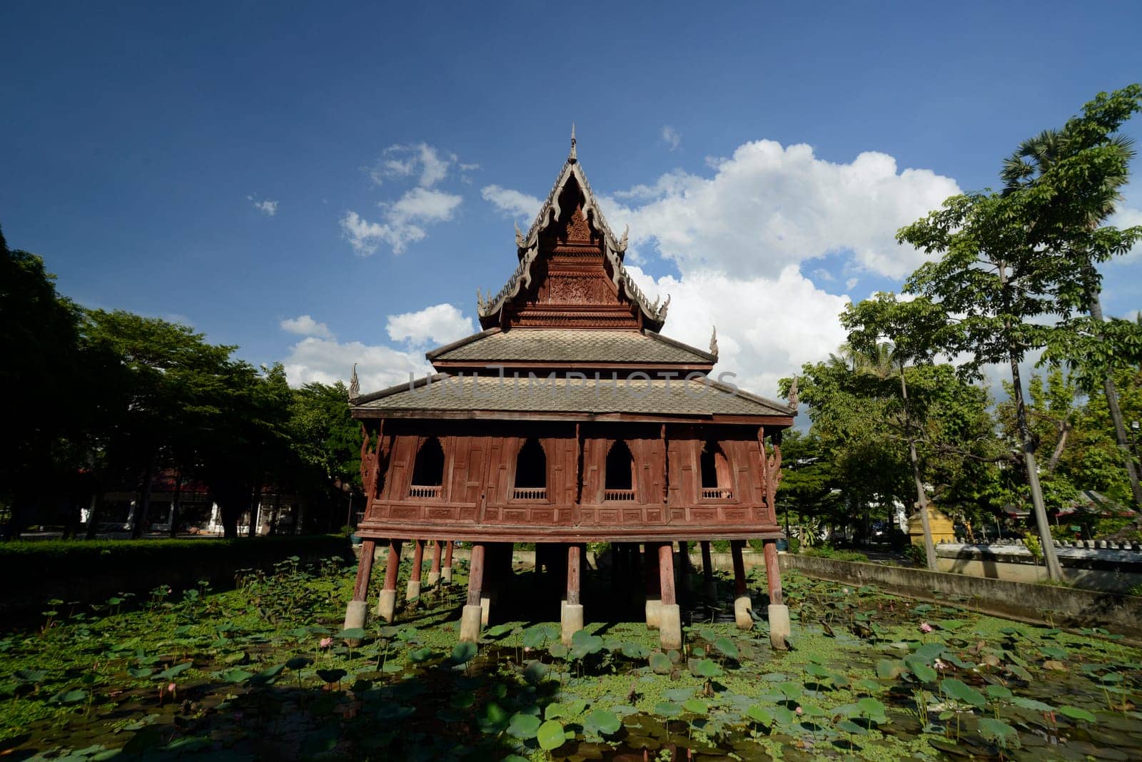 The temple Wat Thung Si Meuang in the city of Ubon Ratchathani in northeastern Thailand in South East Asia.