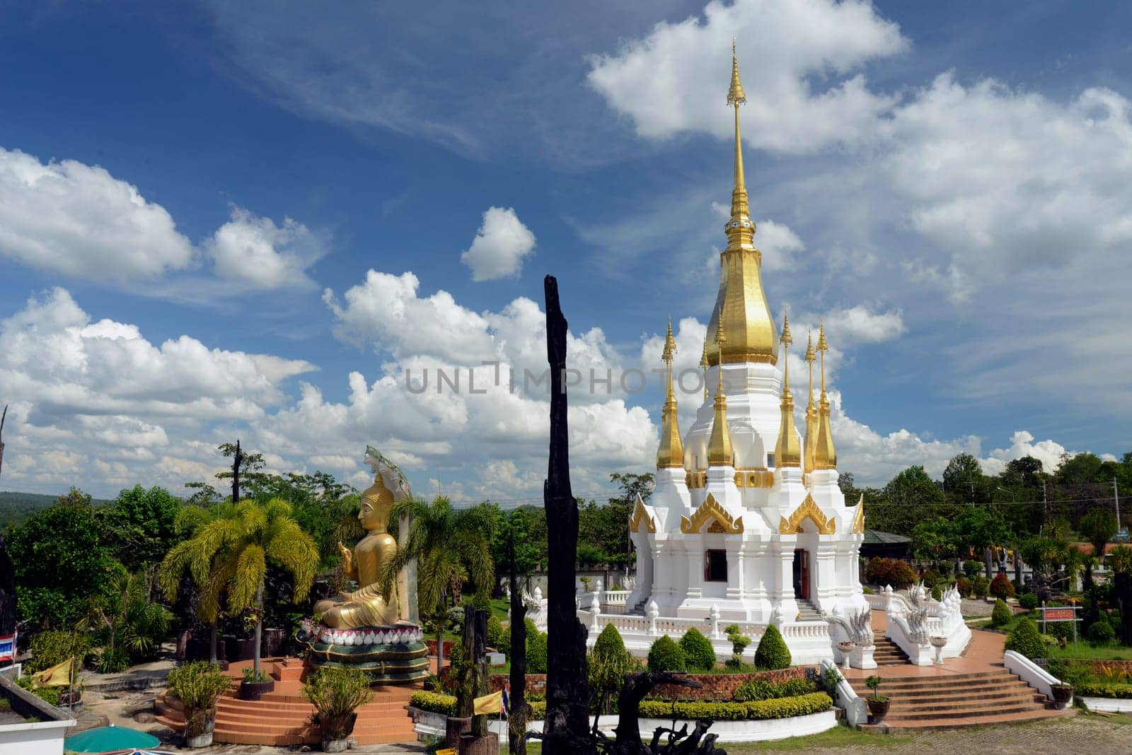 The Temple Wat Tham Khu Ha Sawan in Khong Jiam on the Mekong River near Pha Taem National Park near Ubon Ratchathani in northeastern Thailand in South East Asia.