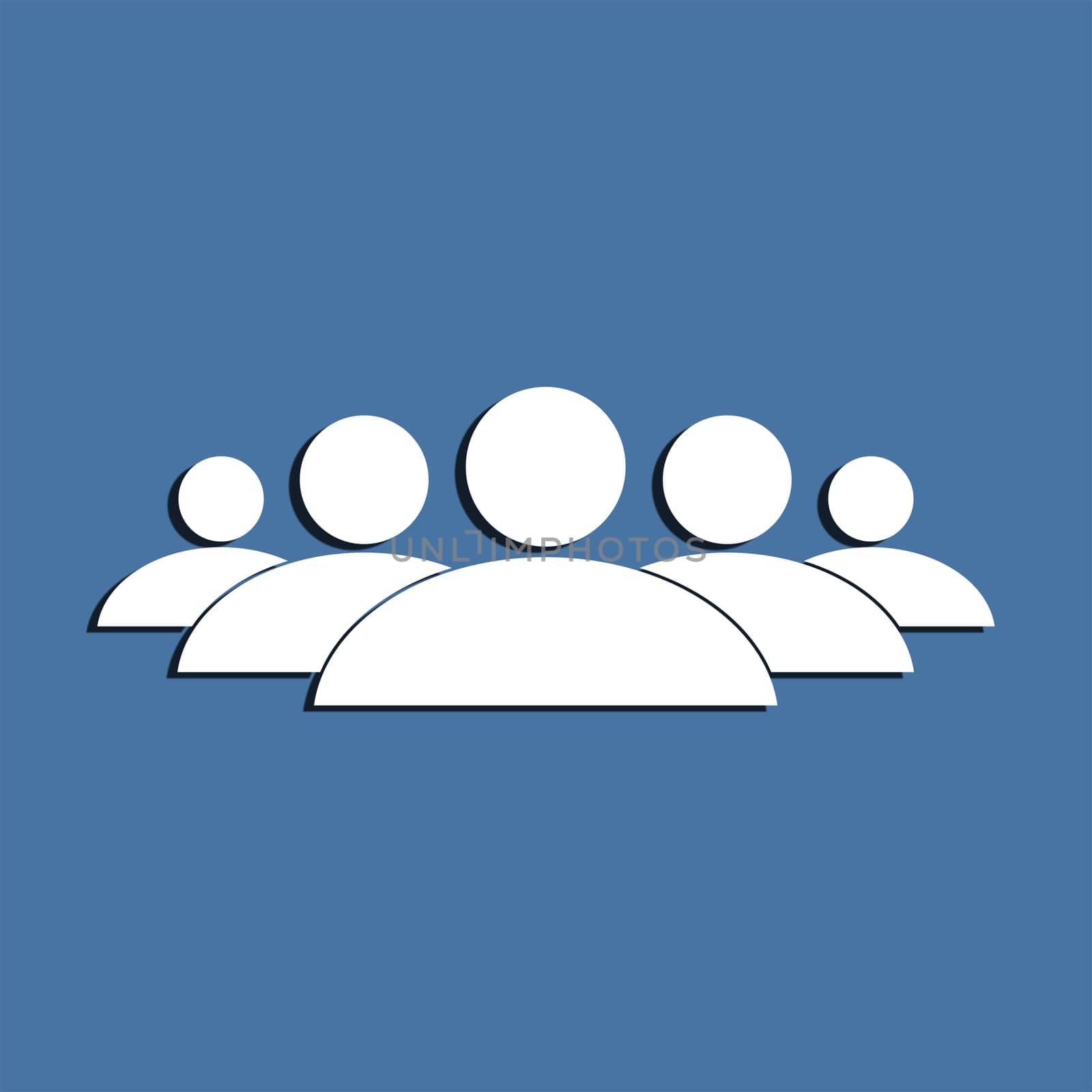 People group symbol on a blue background. Flat design element.