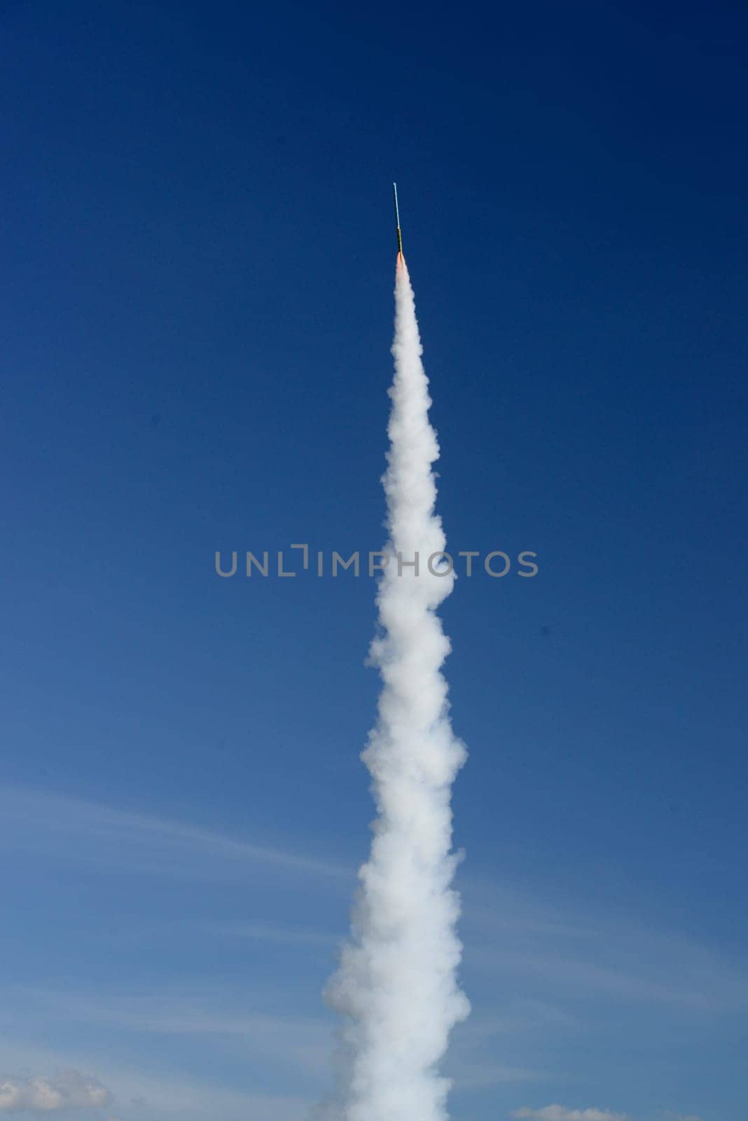 A racket starts at the traditional rocket festival or Bun Bang Fai or Rocket Festival in Ban Si Than in Amnat Charoen province northwest of Ubon Ratchathani in northeastern Thailand in South East Asia.