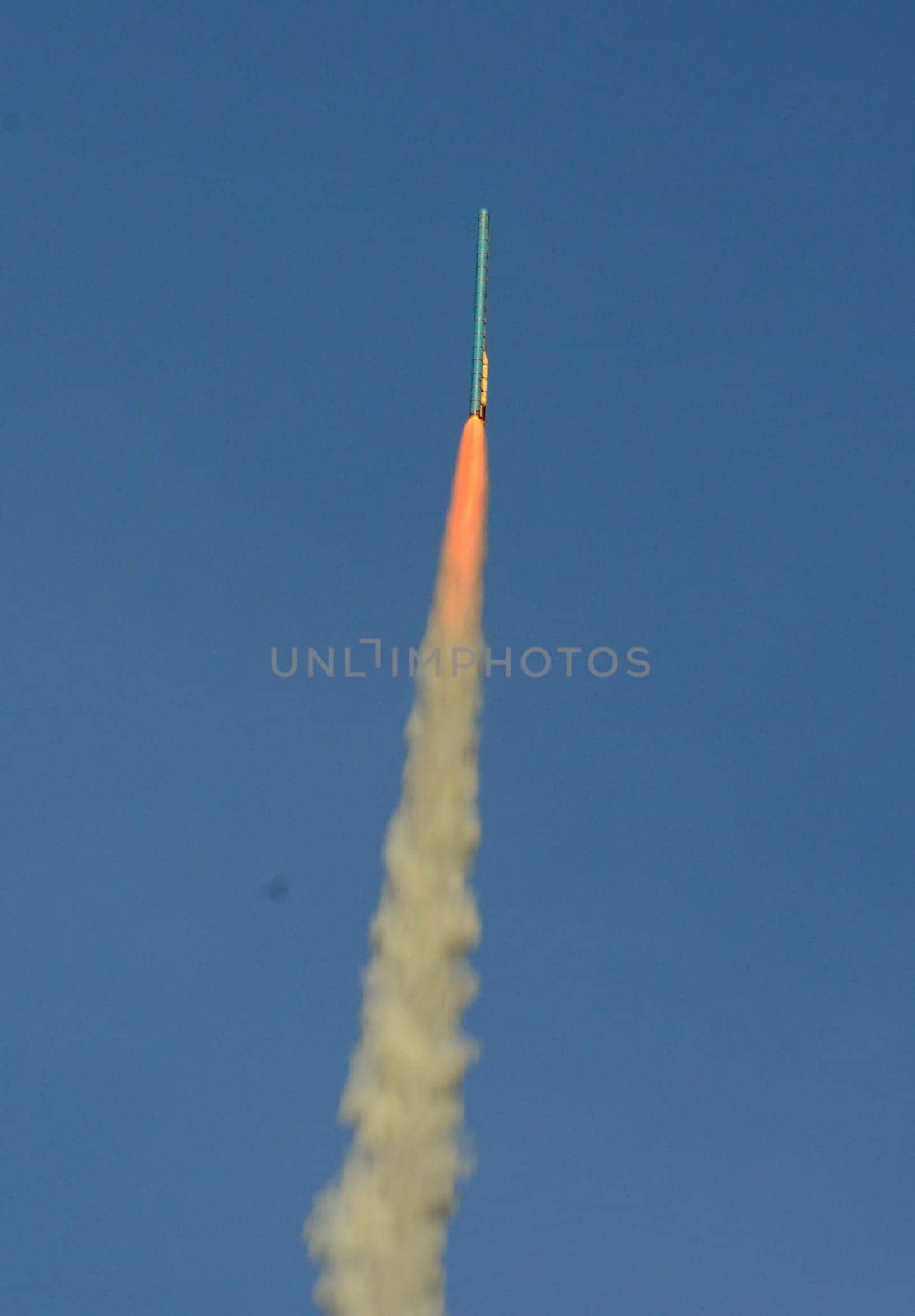 A racket starts at the traditional rocket festival or Bun Bang Fai or Rocket Festival in Ban Si Than in Amnat Charoen province northwest of Ubon Ratchathani in northeastern Thailand in South East Asia.