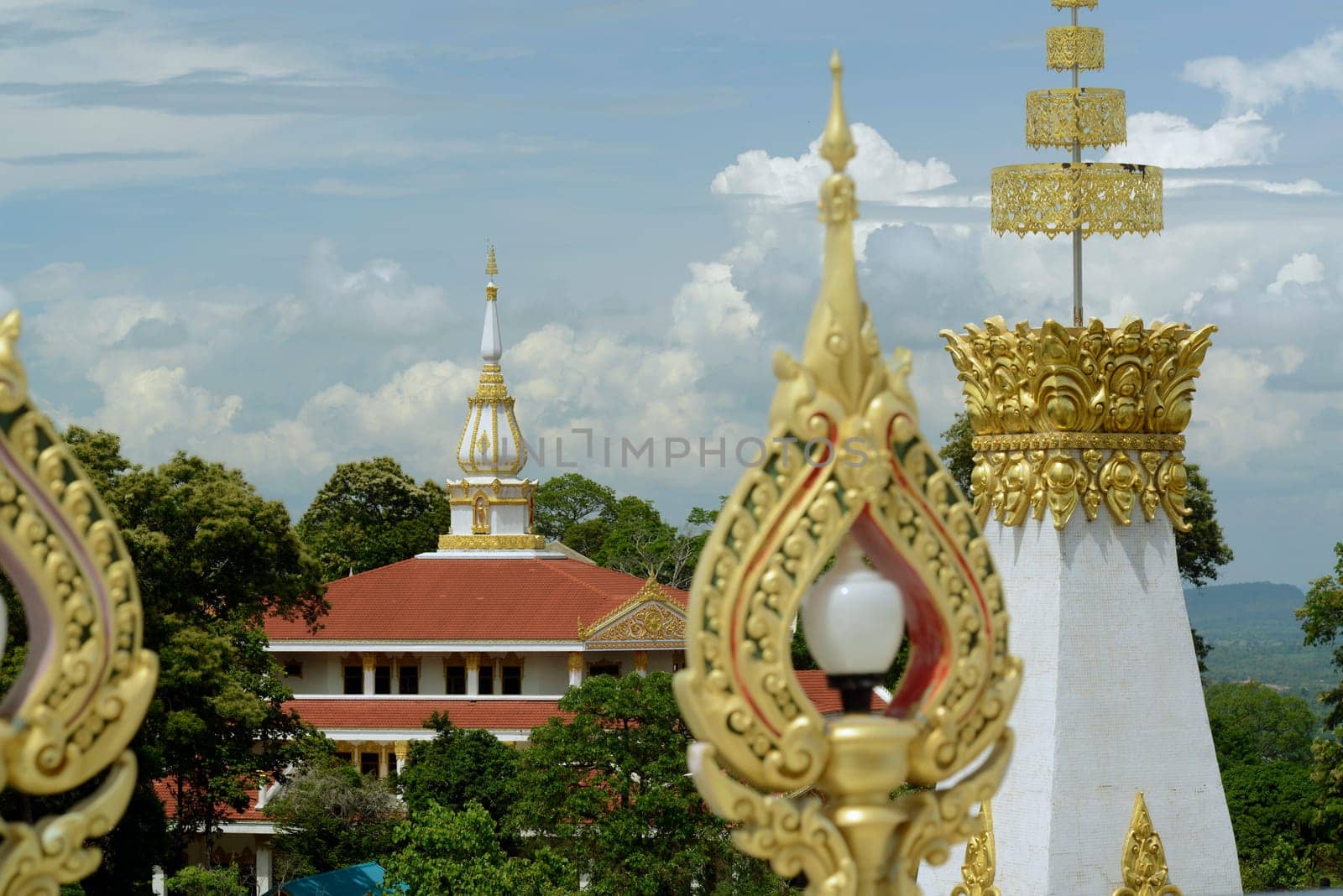 The Great Temple or Chedi Phra Maha Chedi Chai Mongkhon on a hill near Roi Et in Roi Et province northwest of Ubon Ratchathani in northeastern Thailand in South East Asia.