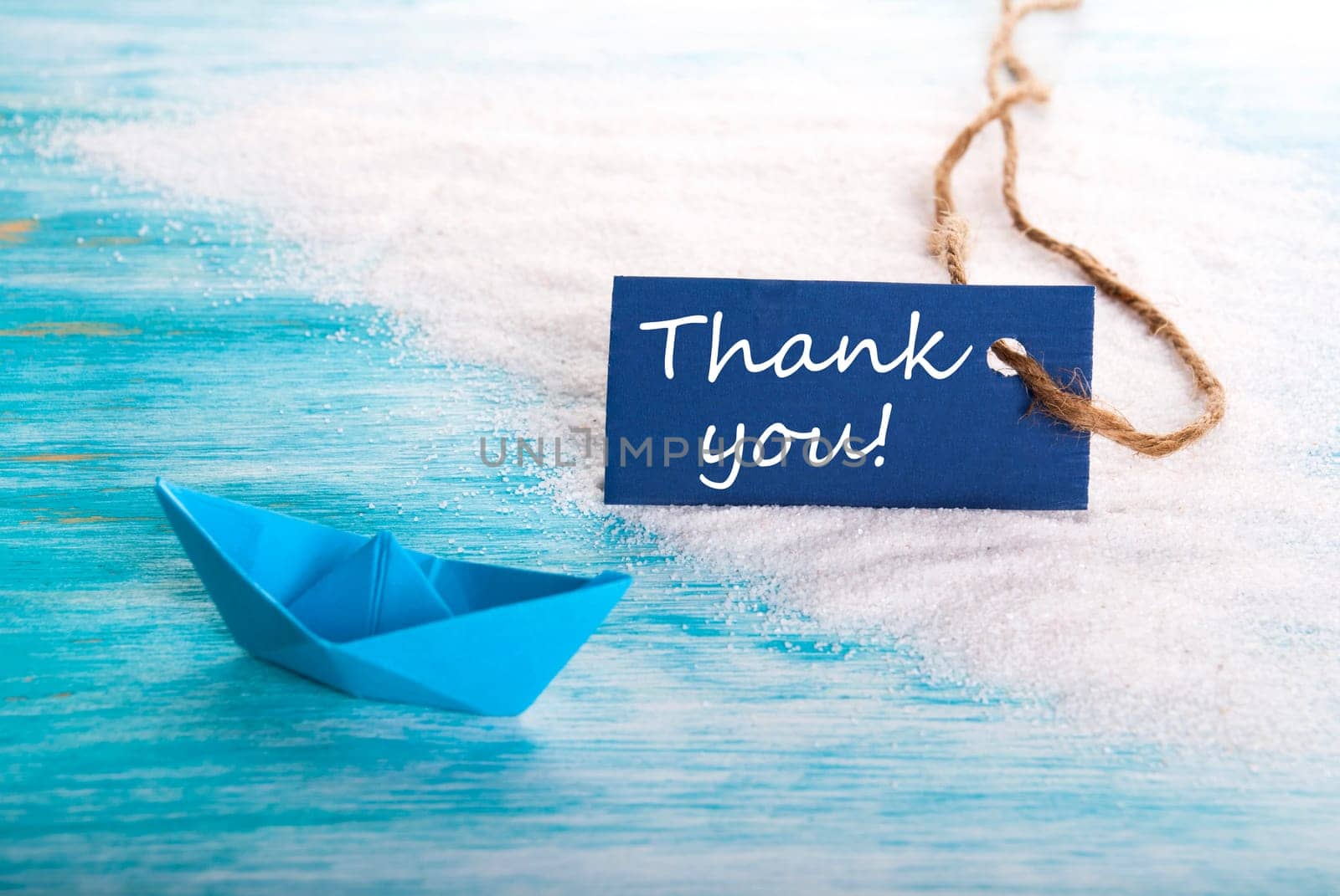 Laben with Thank You with a Boat, Sea and Beach