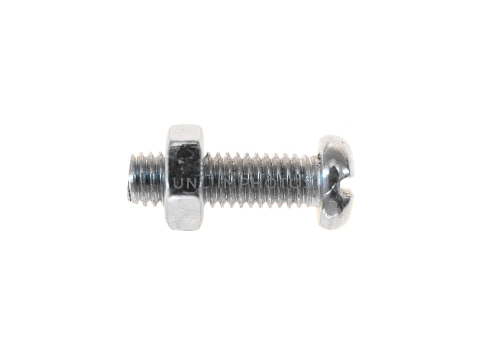 Nuts and bolts isolated against a white background