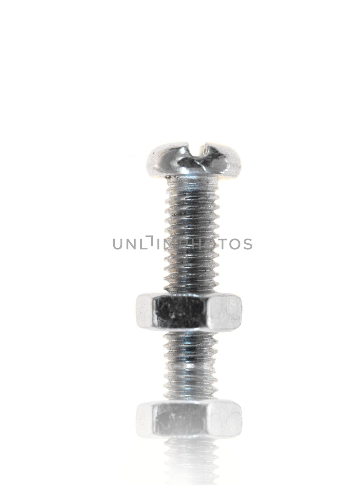 Nuts and bolts isolated against a white background