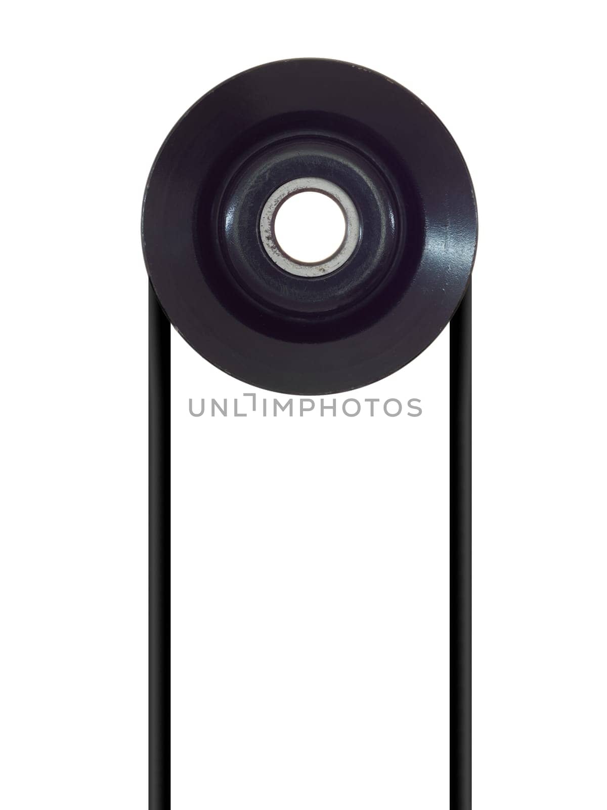 A pulley wheel isolated on a plain background