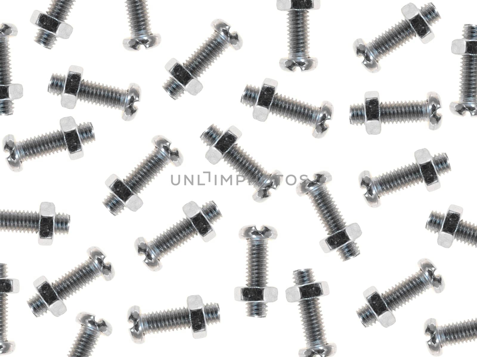 Nuts and bolts isolated against a white background