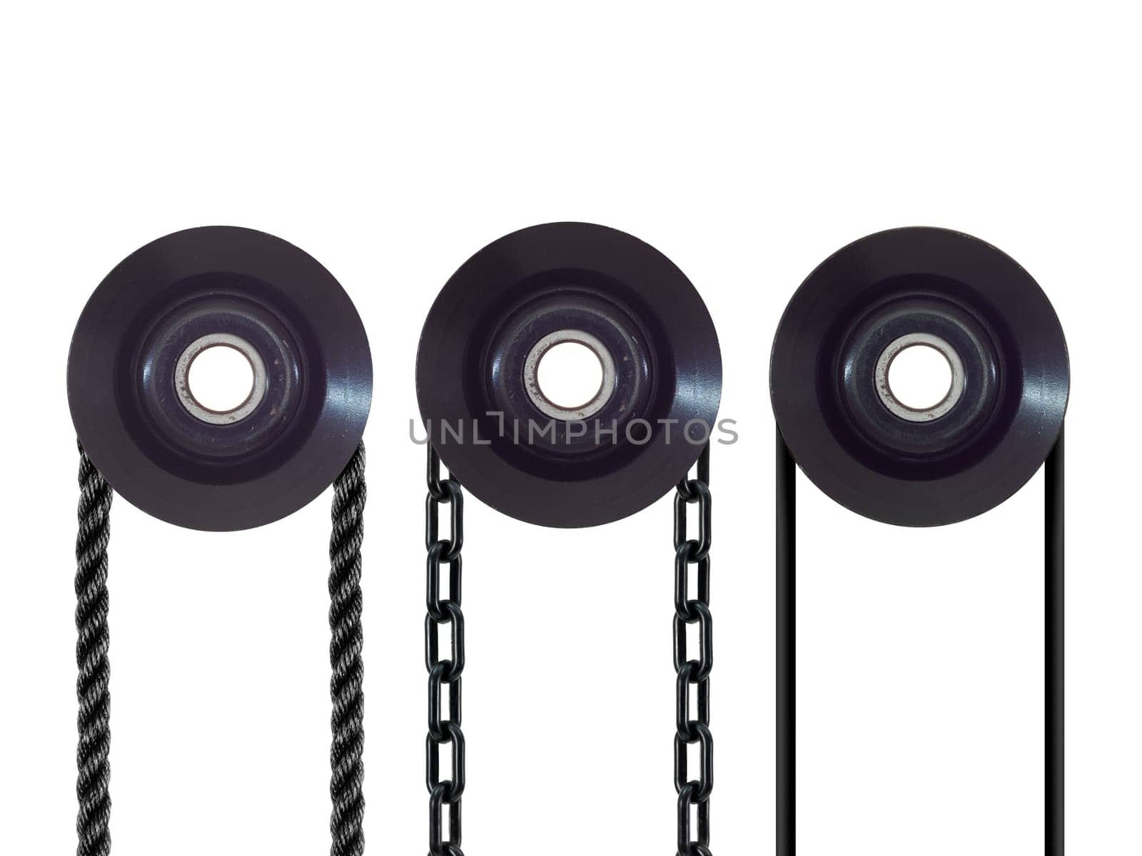 A pulley wheel isolated on a plain background