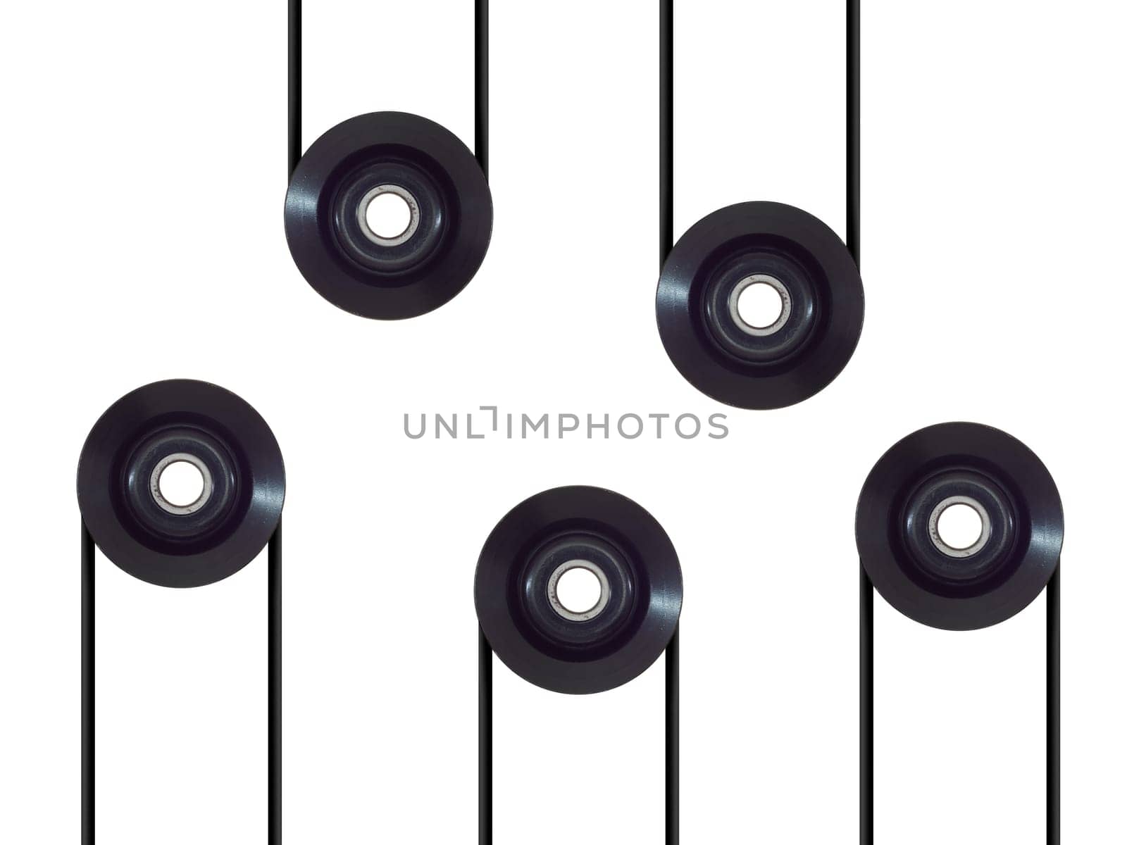 A pulley wheel isolated on a plain background