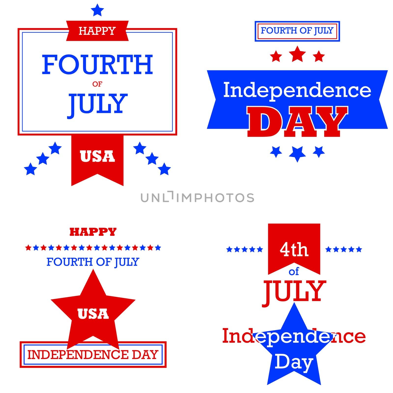 Retro style cards for the 4th of July, the United States of America's Independence Day
