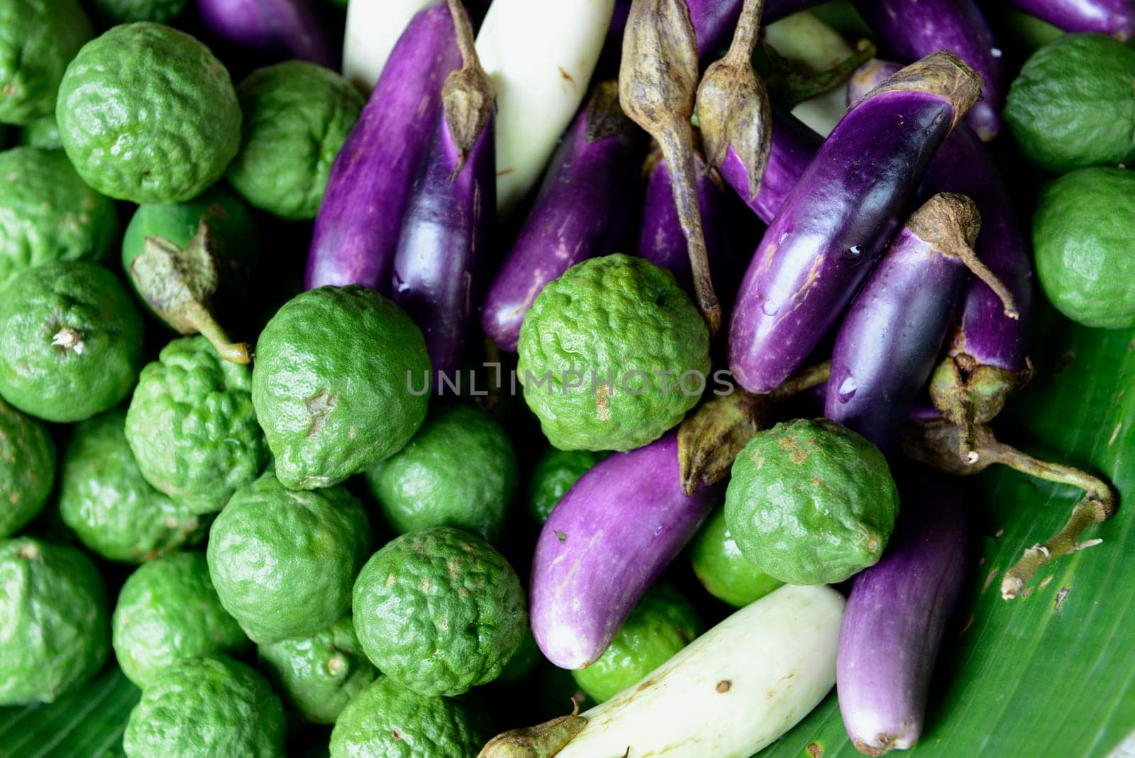 Gemuese at a market in Chiang Mai in the north of Thailand in South East Asia.