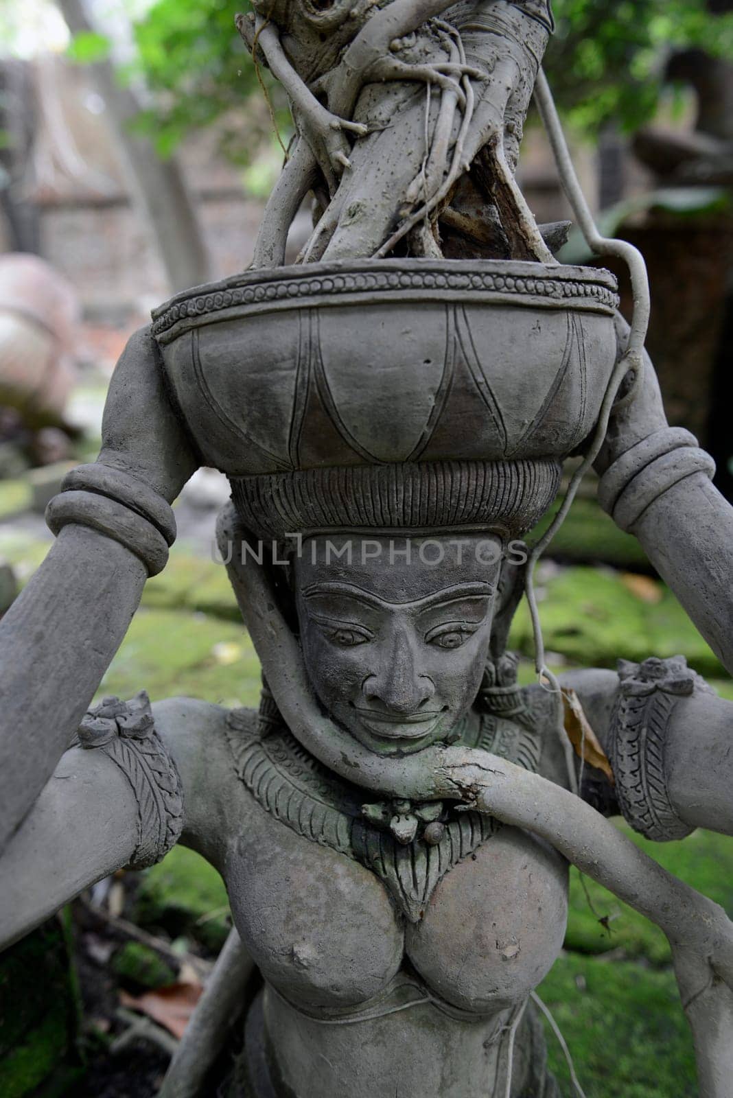 Traditional figures are available for sale in the garden of Ban Phor Linag Meun's Terracota Art at Terracota Garden in Chiang Mai in northern Thailand in South East Asia.