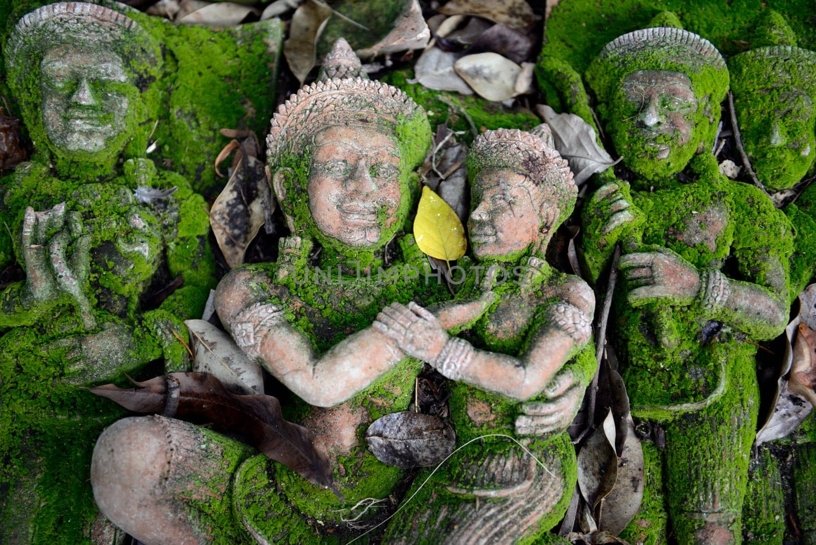 Traditional figures are available for sale in the garden of Ban Phor Linag Meun's Terracota Art at Terracota Garden in Chiang Mai in northern Thailand in South East Asia.