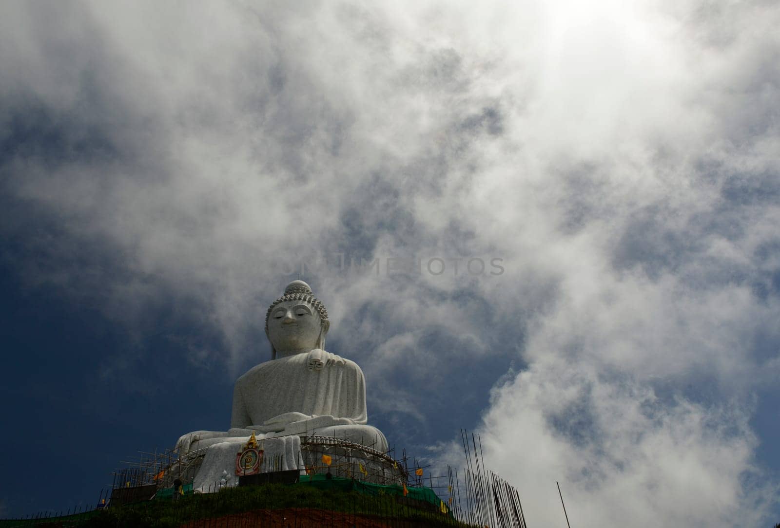 The Great Buddha at Wat Chalong in the mountains in the south of phuket island in southern Thailand in South East Asia.