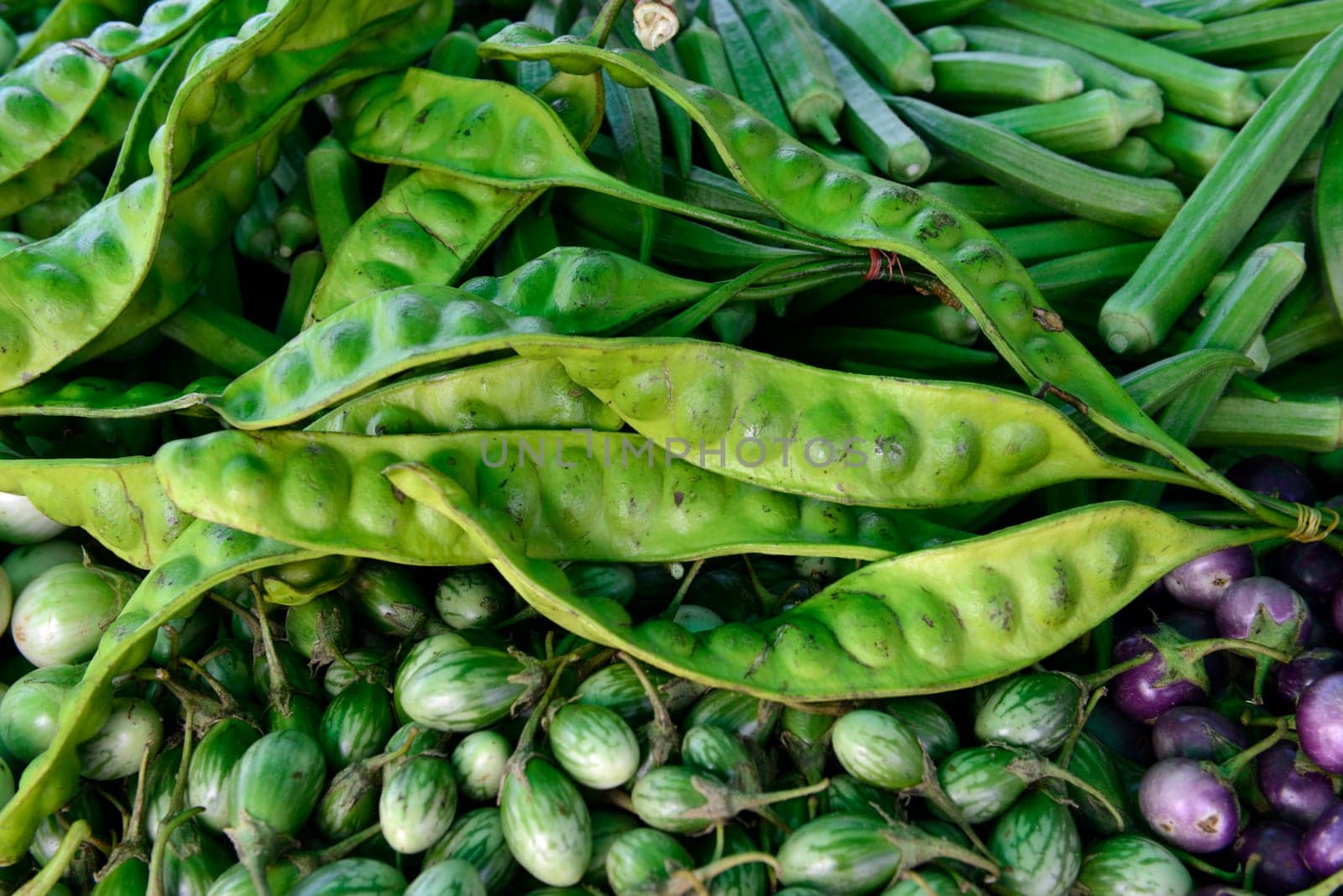 Gemuese at a regional market on the island of Phuket in the south of Thailand in South East Asia.