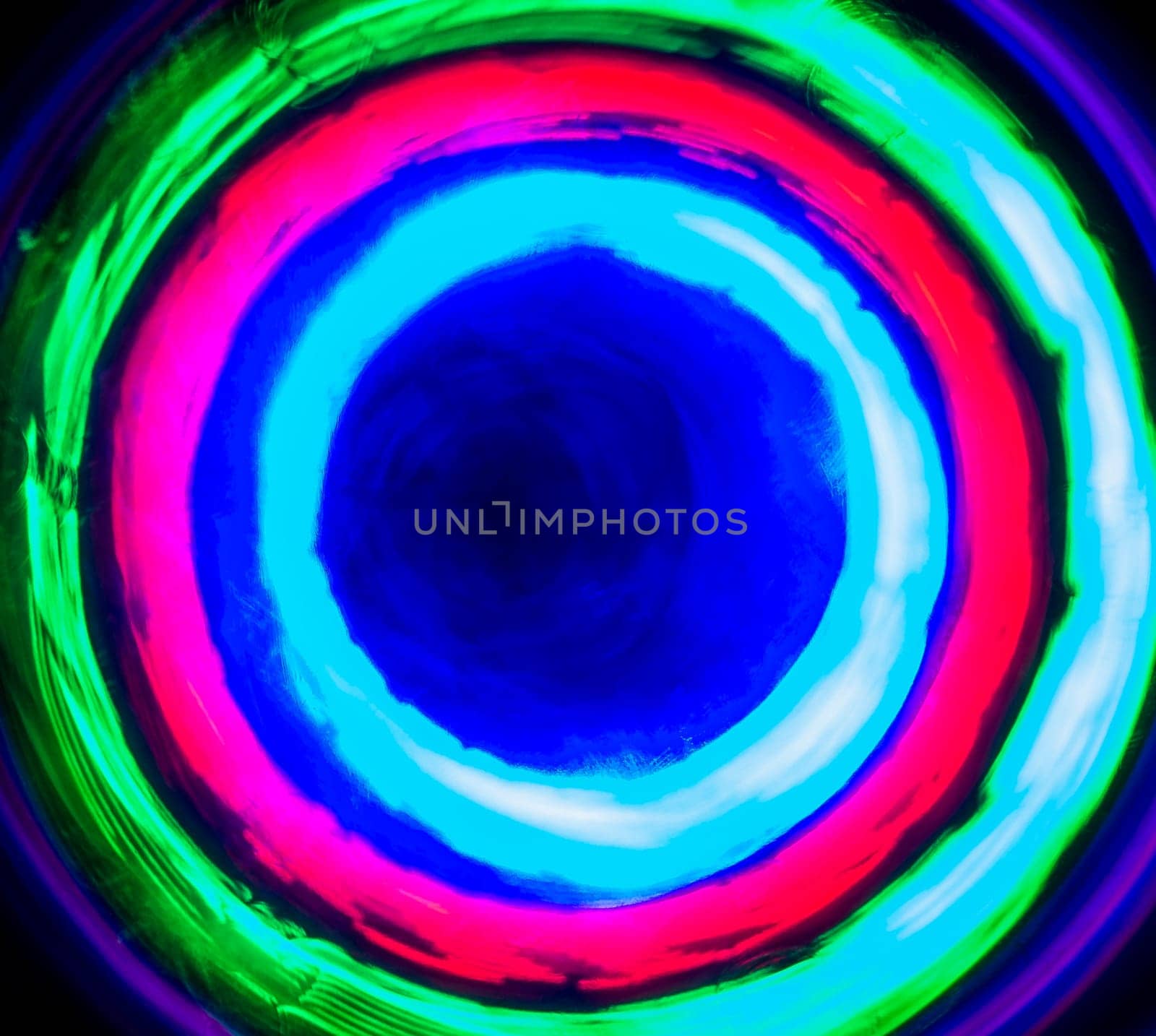 Circles of colors formed with light. Tunnel of light