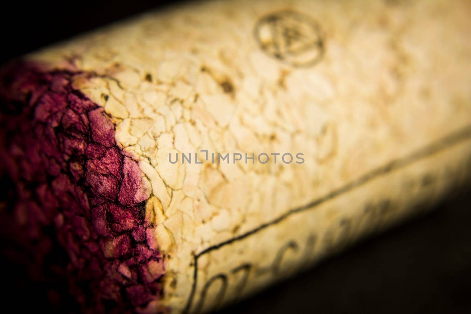 Detail of a red wine cork.