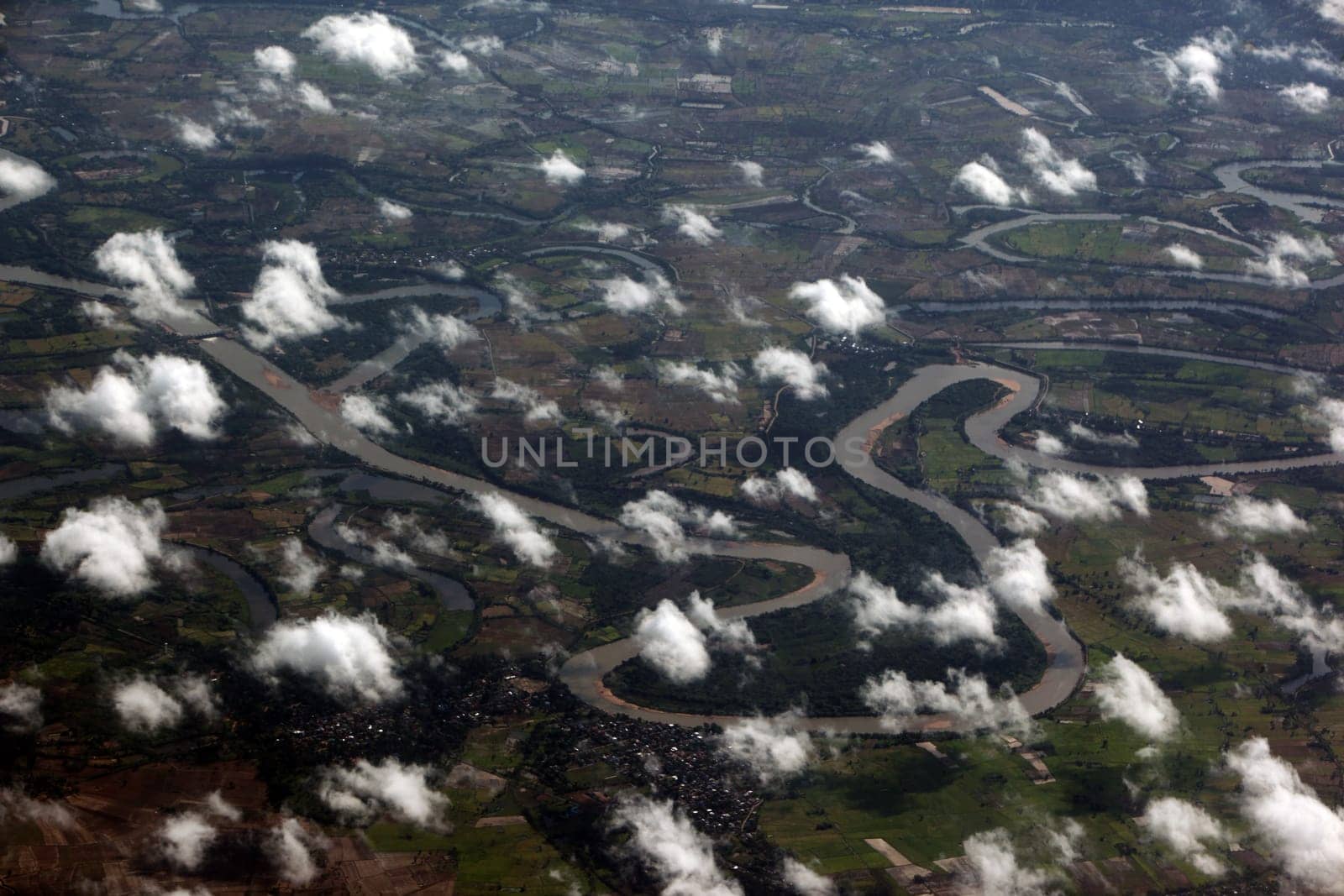 The landscape around Yasothon province and Ubon Rachathani in Isan approaching from Chiang mai to Ubon in northeastern Thailand.
